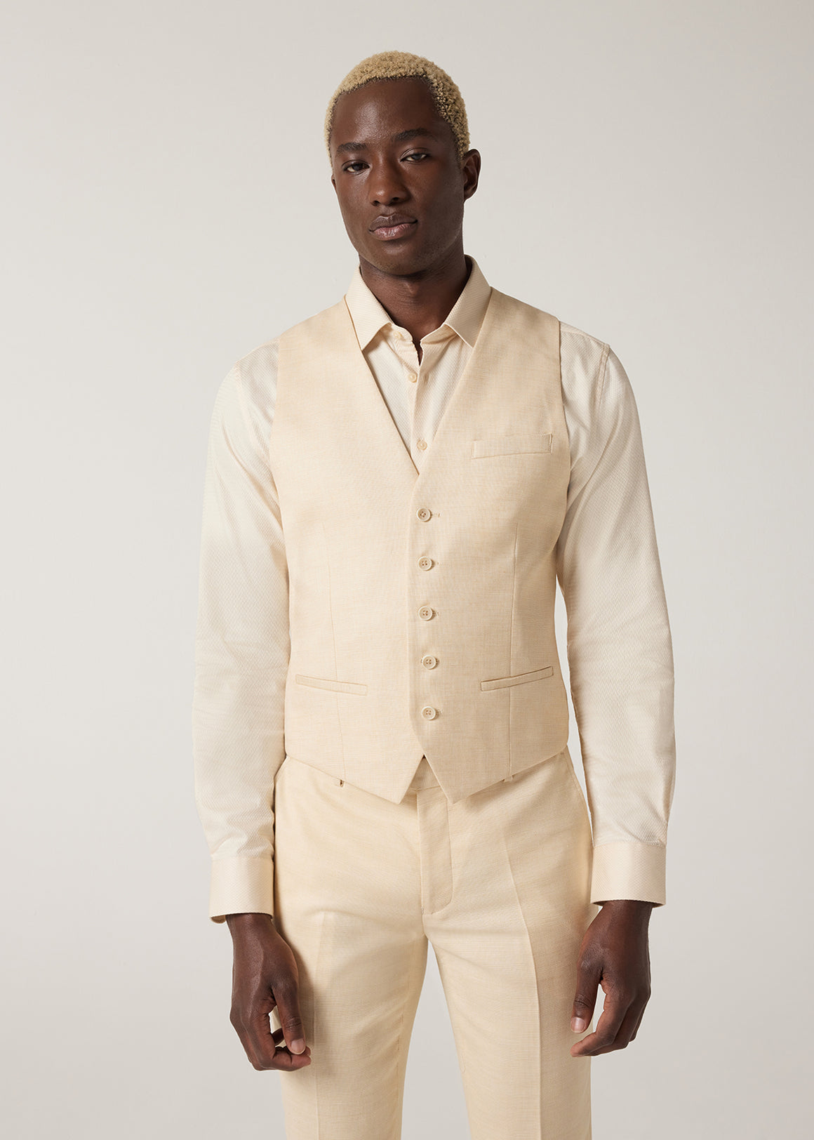 5 Button Textured Tailored Vest