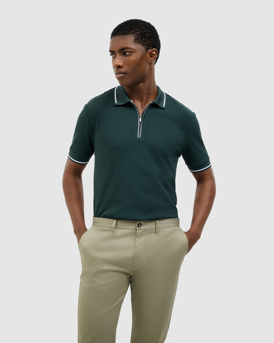 Morgan Textured Zip-Up Polo