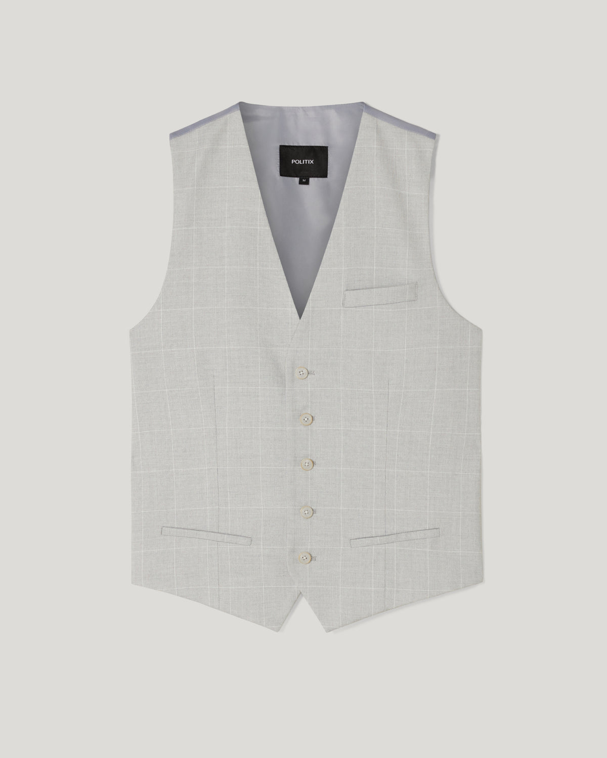 5 Button Windowpane Check Vest