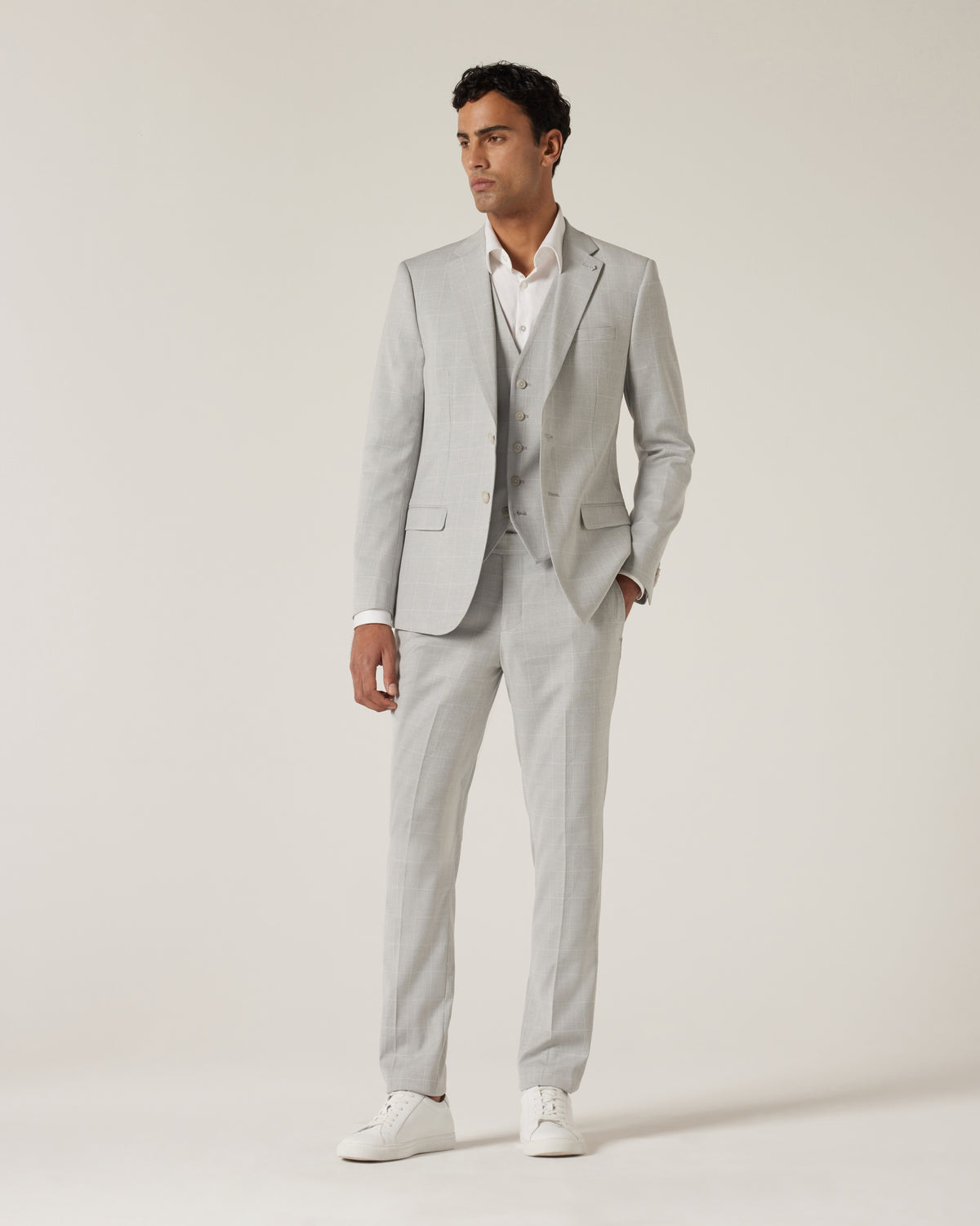 5 Button Windowpane Check Vest