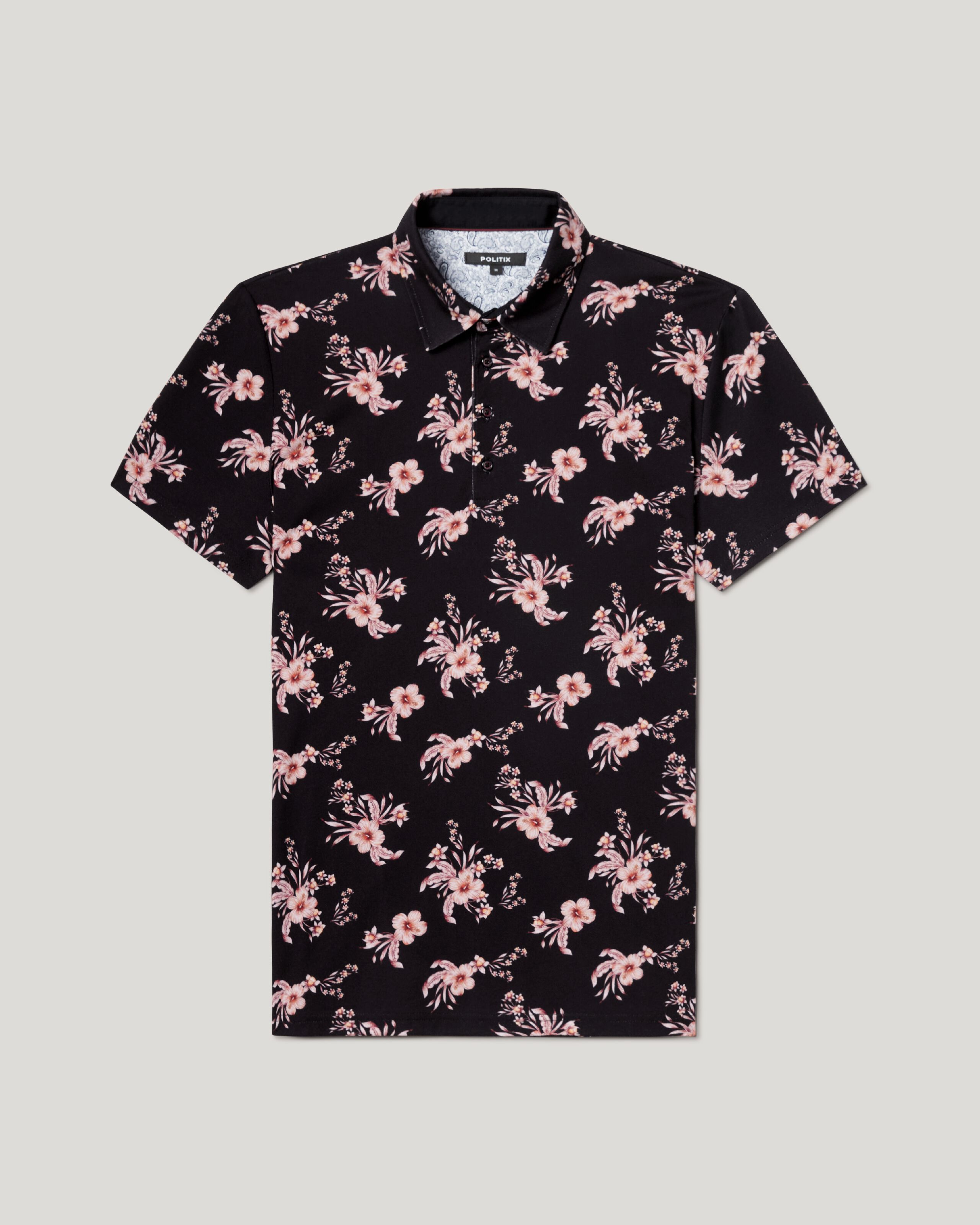 Button down polo floral top