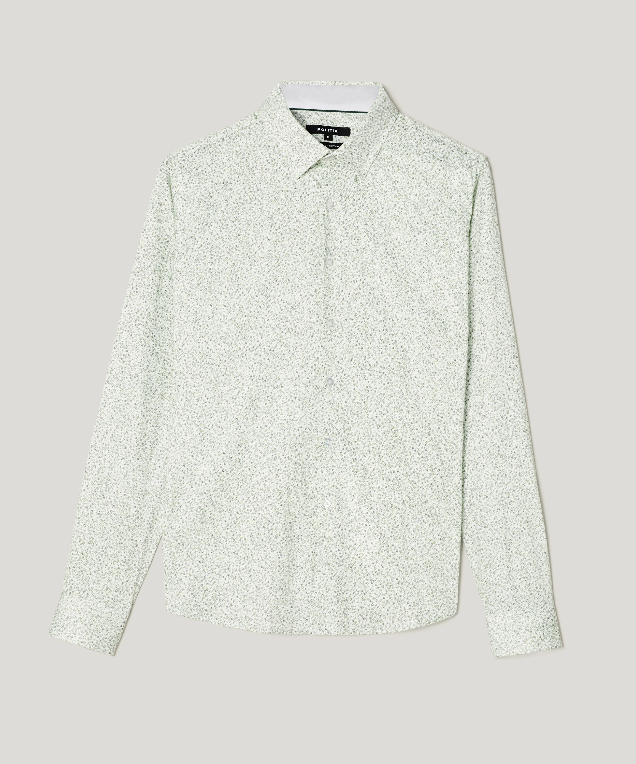 Long Sleeve Floral Print Dress Shirt - White/Khaki | Formal Shirts