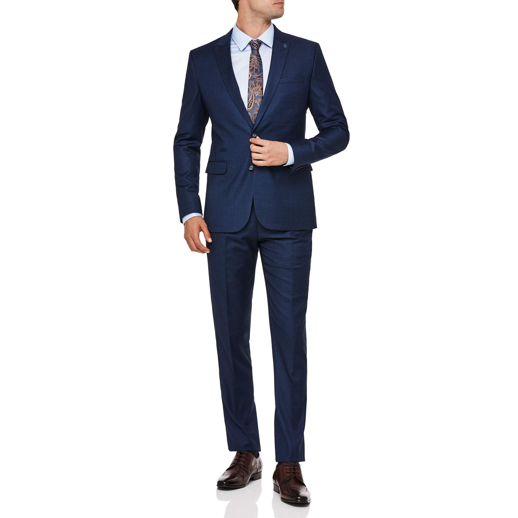 Chaddrick - Petrol - Two-Piece Slim Stretch Blue Suit | Suits | Politix