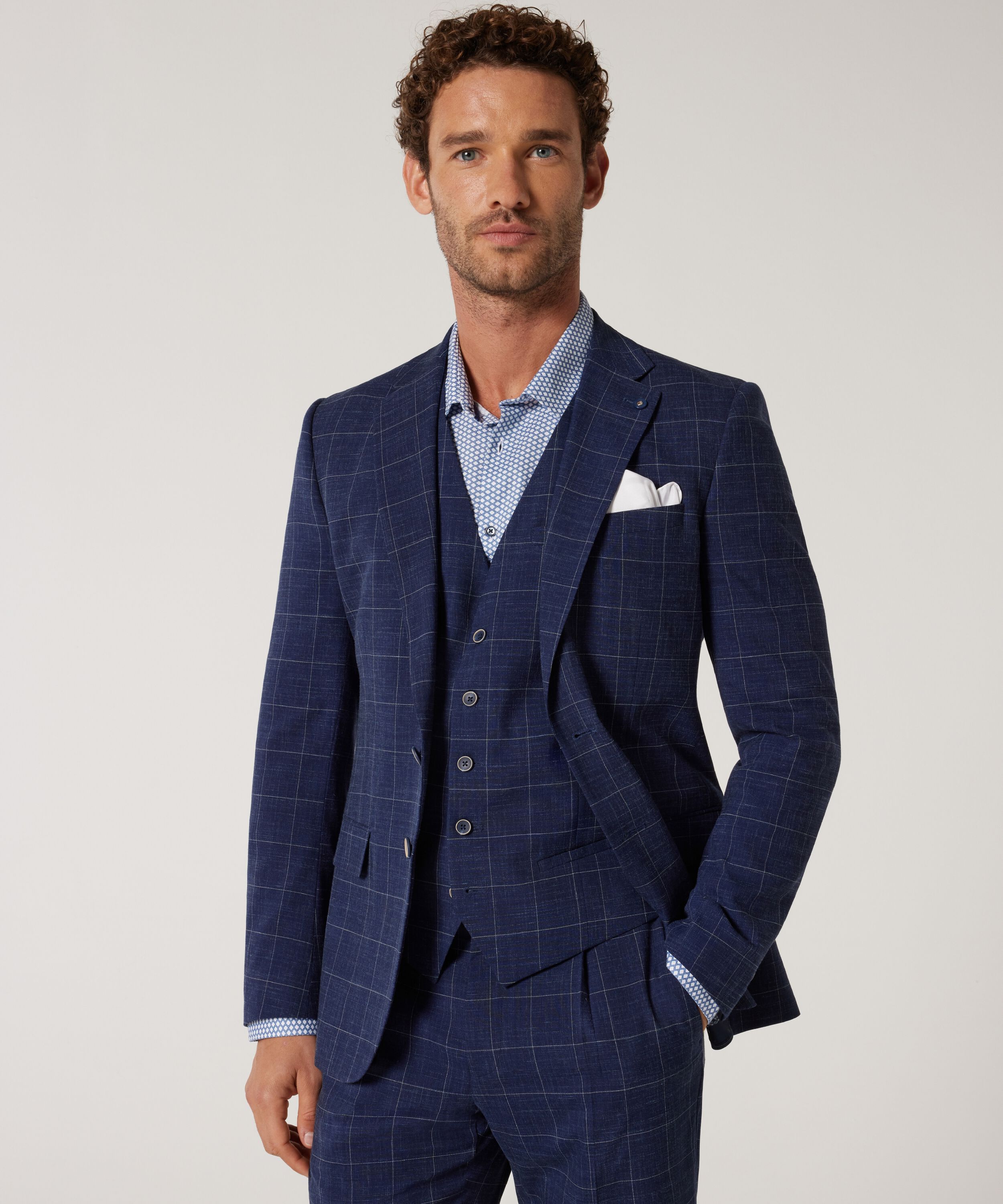Slim Stretch Windowpane Check Tailored Jacket
