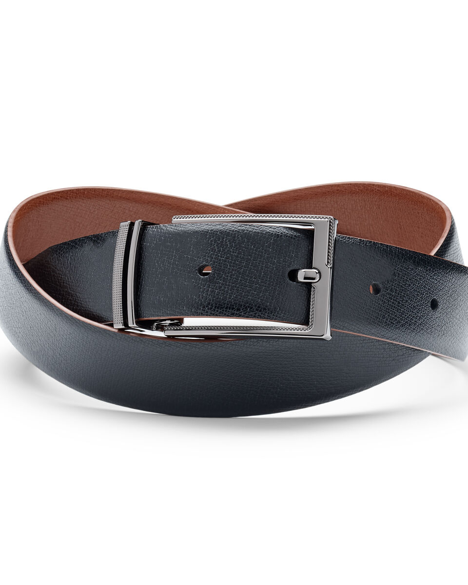 Fine Grain Leather Belt with Textured Pin Buckle, Light Tan/Black, hi-res