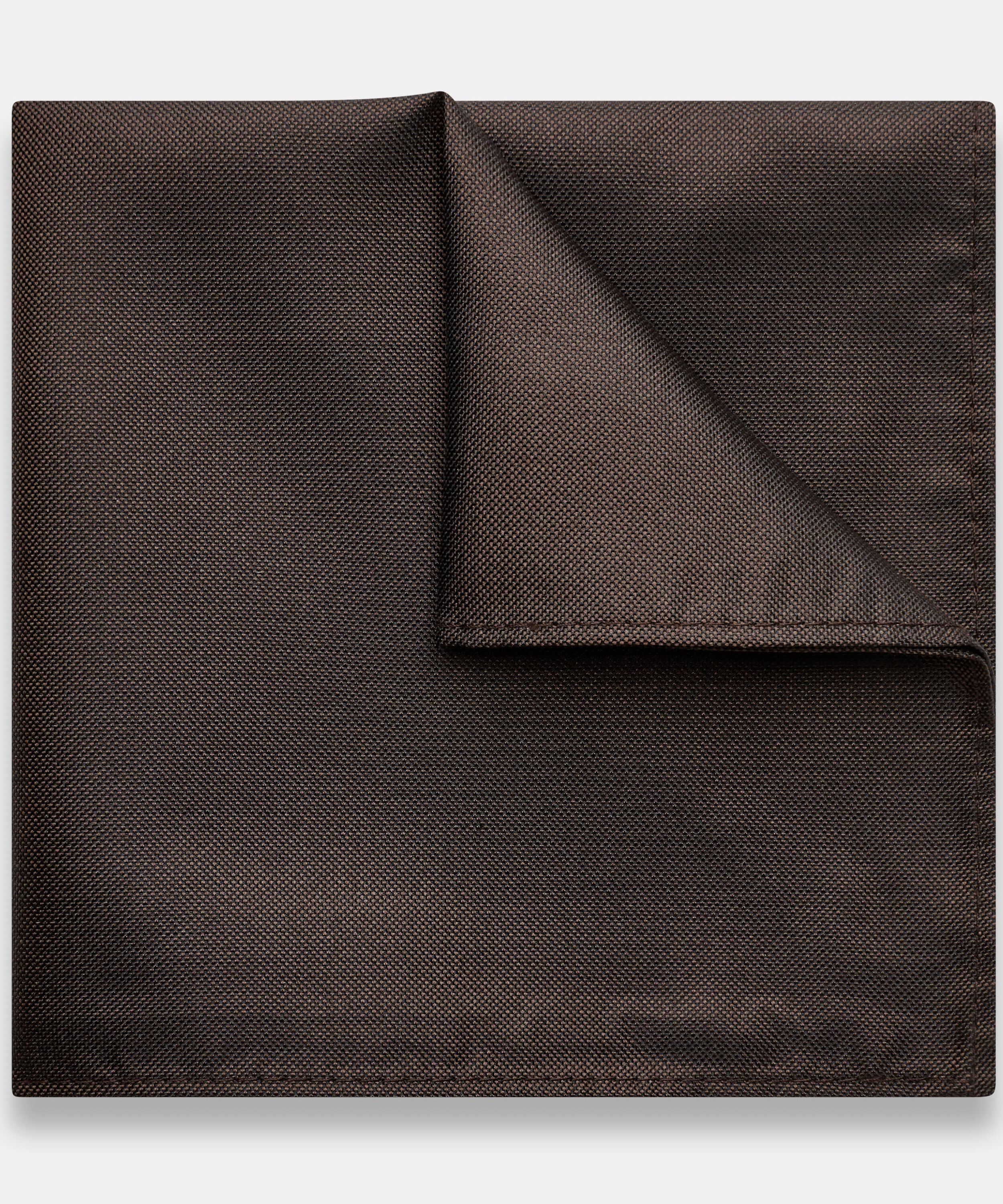 Brown Graphic Pocket Square in Linen Silk