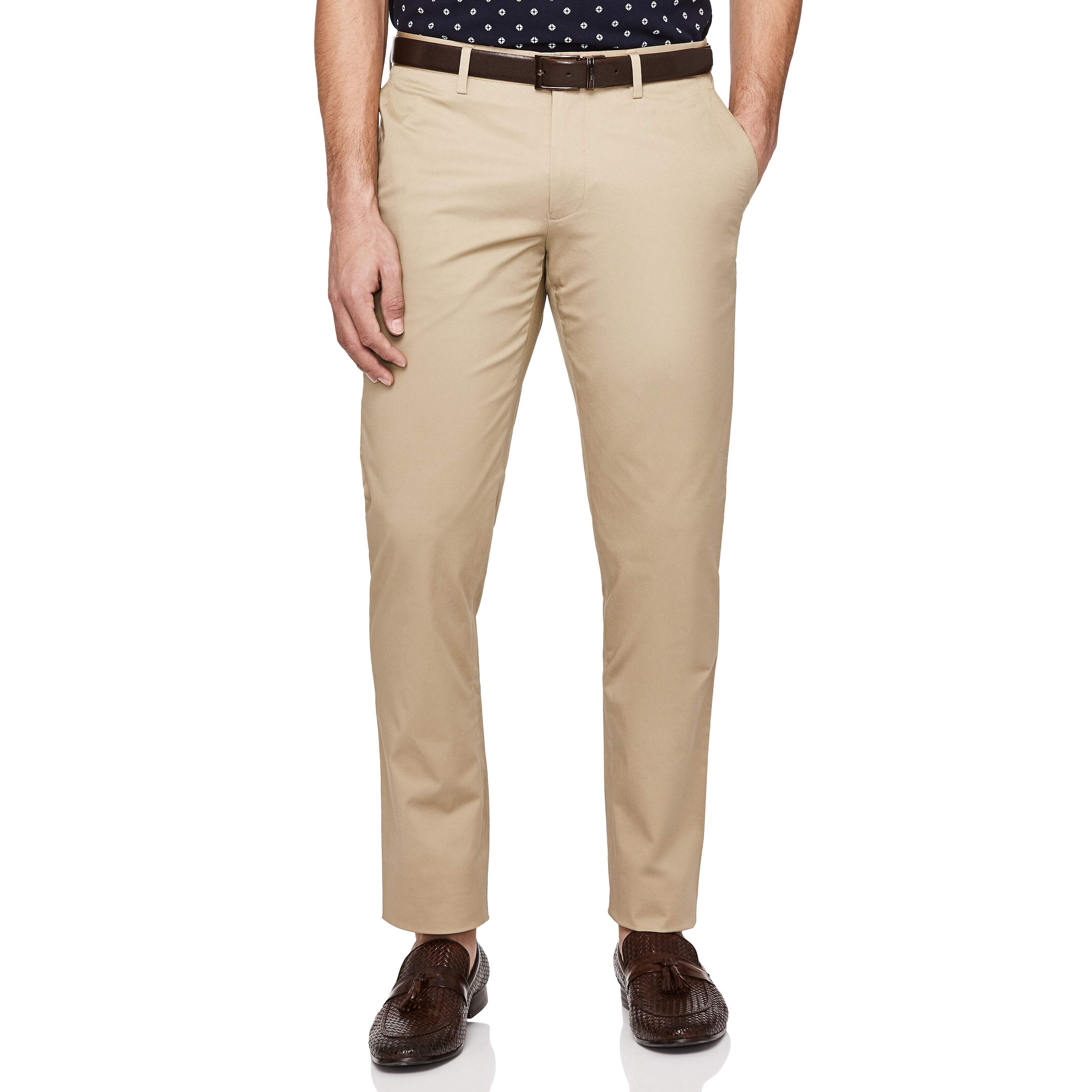 Sentino Tan Stretch Cotton Dress Chinos Suit Pants Politix