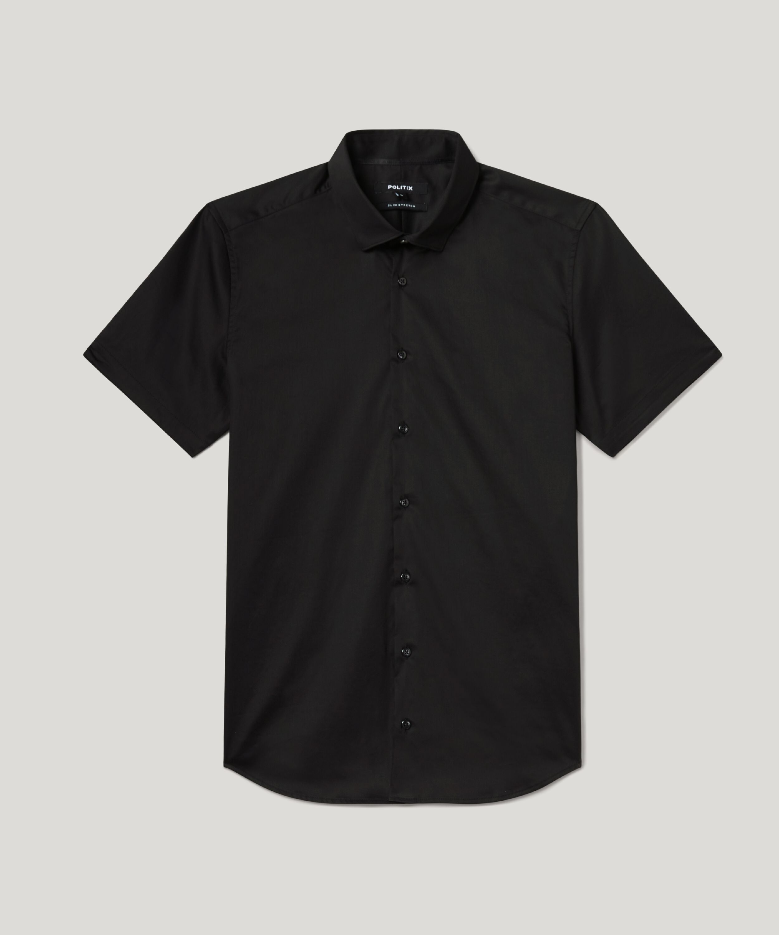 Short Sleeve Sateen Shirt - Black, Shirts