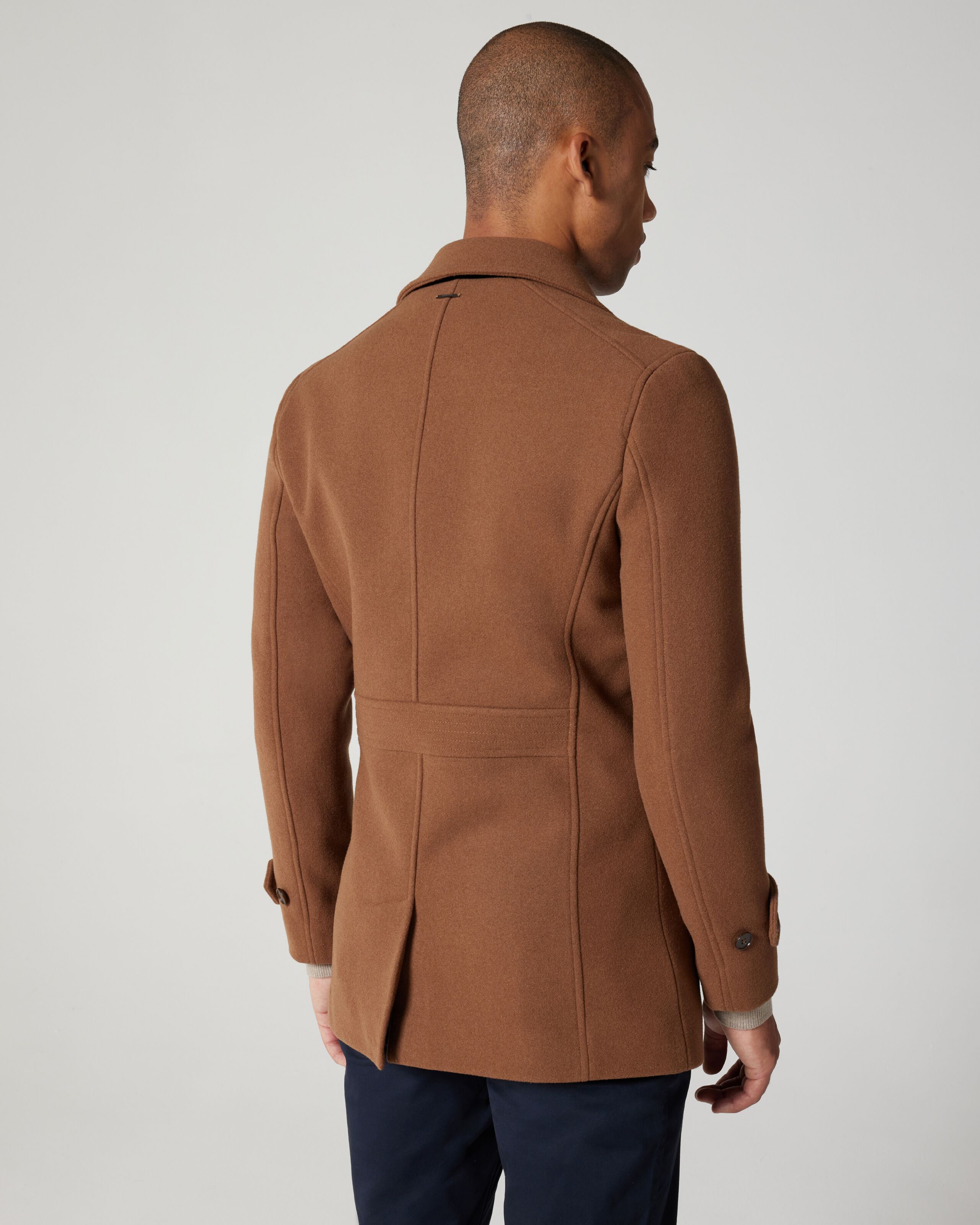 Wool Blend Peacoat Jacket Dark Tan Casual Jackets Politix