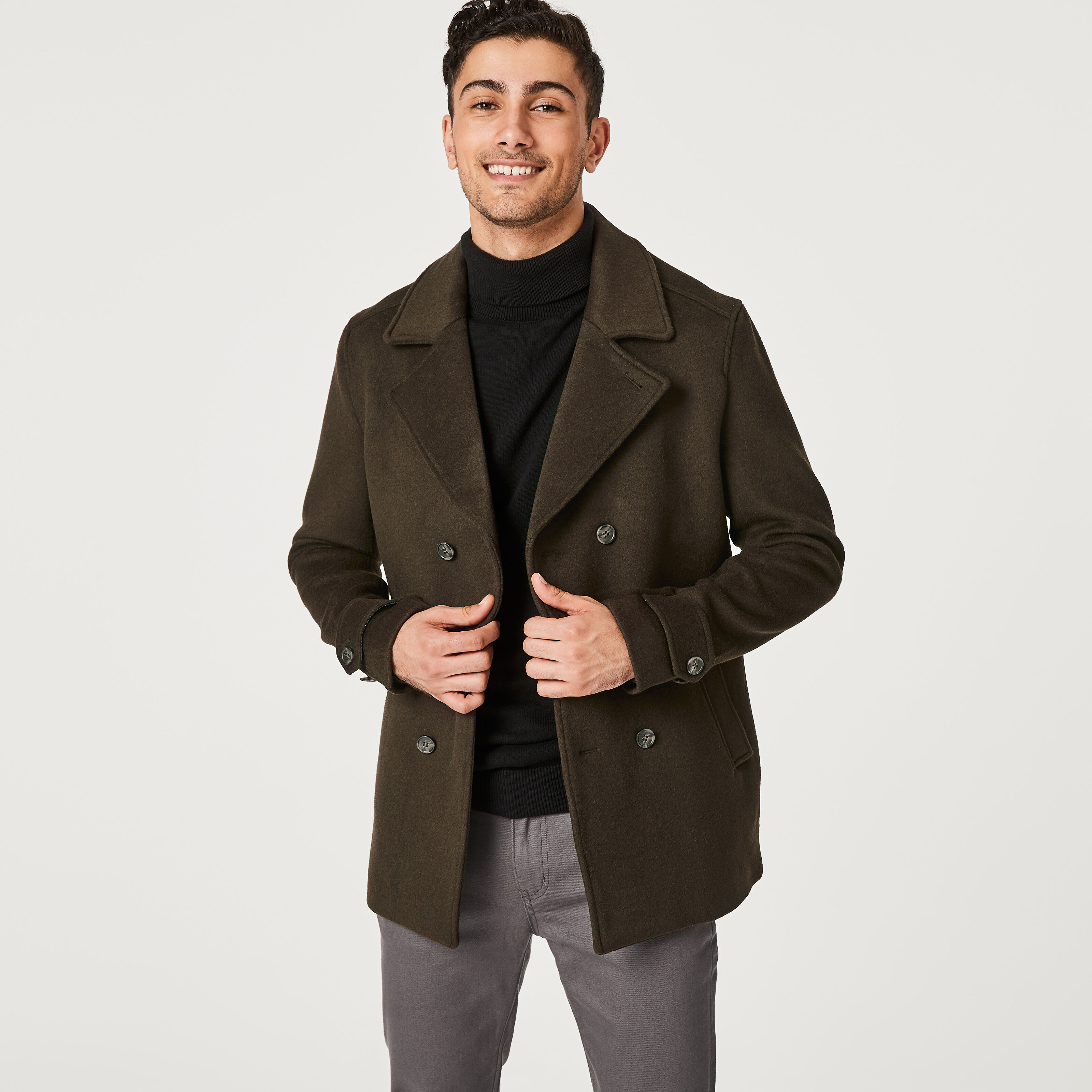 khaki peacoat