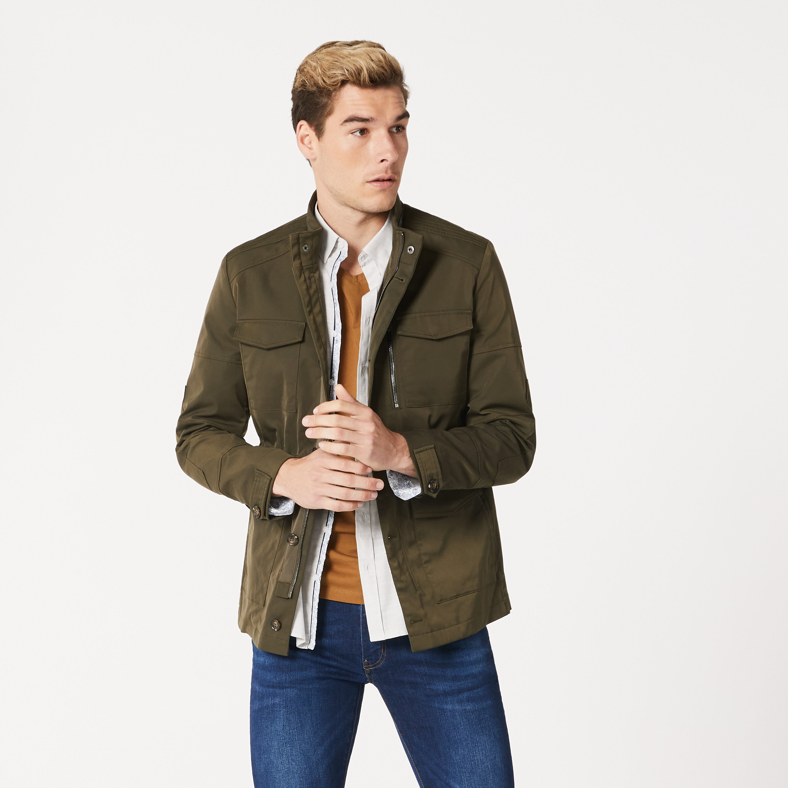 Camberwell Khaki Casual Jacket 4 Pocket Utility Coats