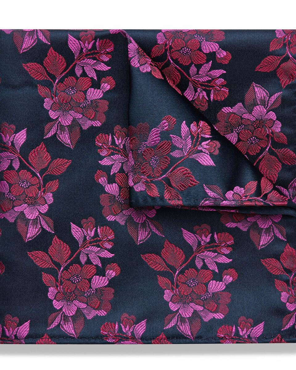 Tarsia Silk Pocket Square, Pink, hi-res