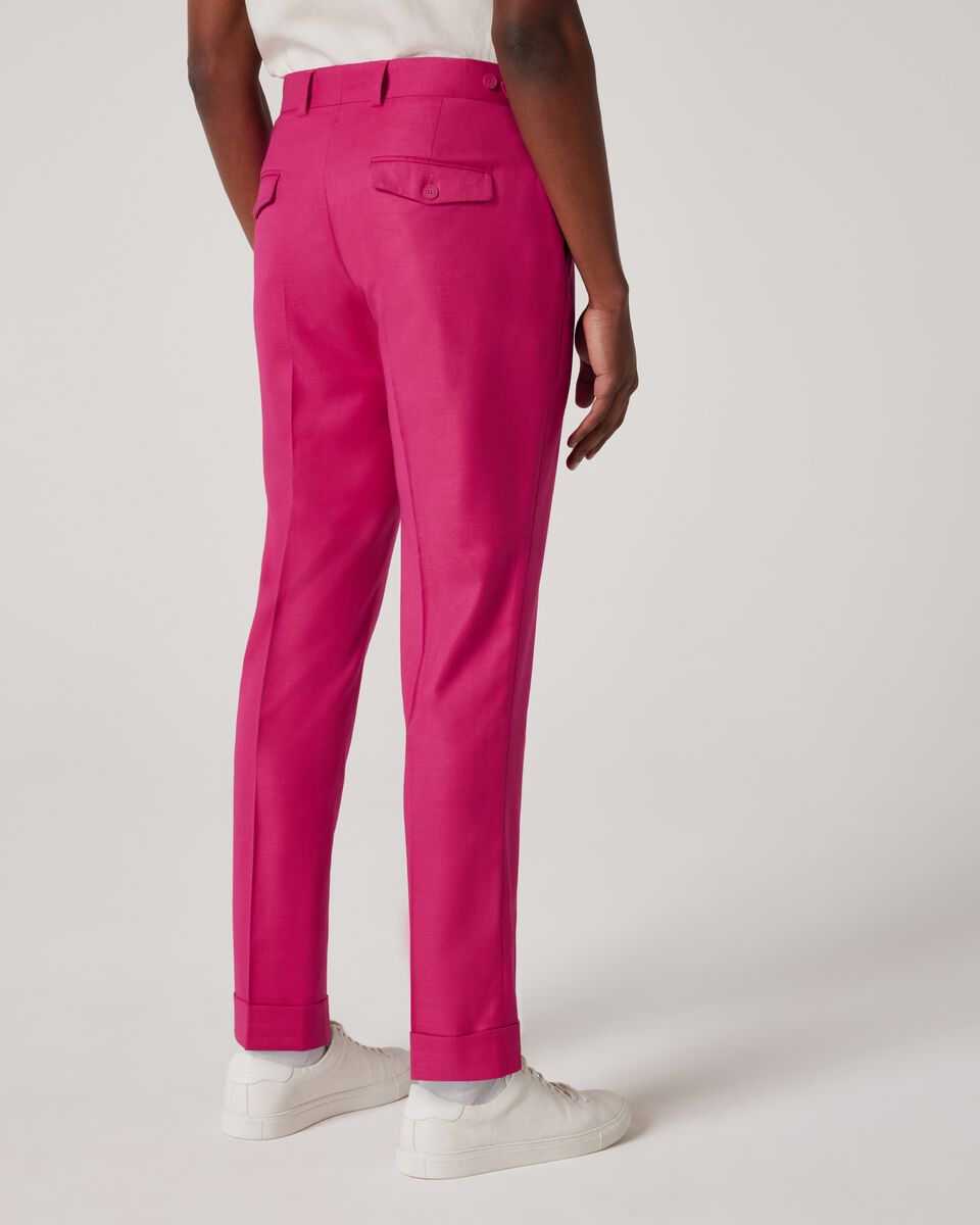 Pleated Slim Stretch Tailored Pant, Pink, hi-res