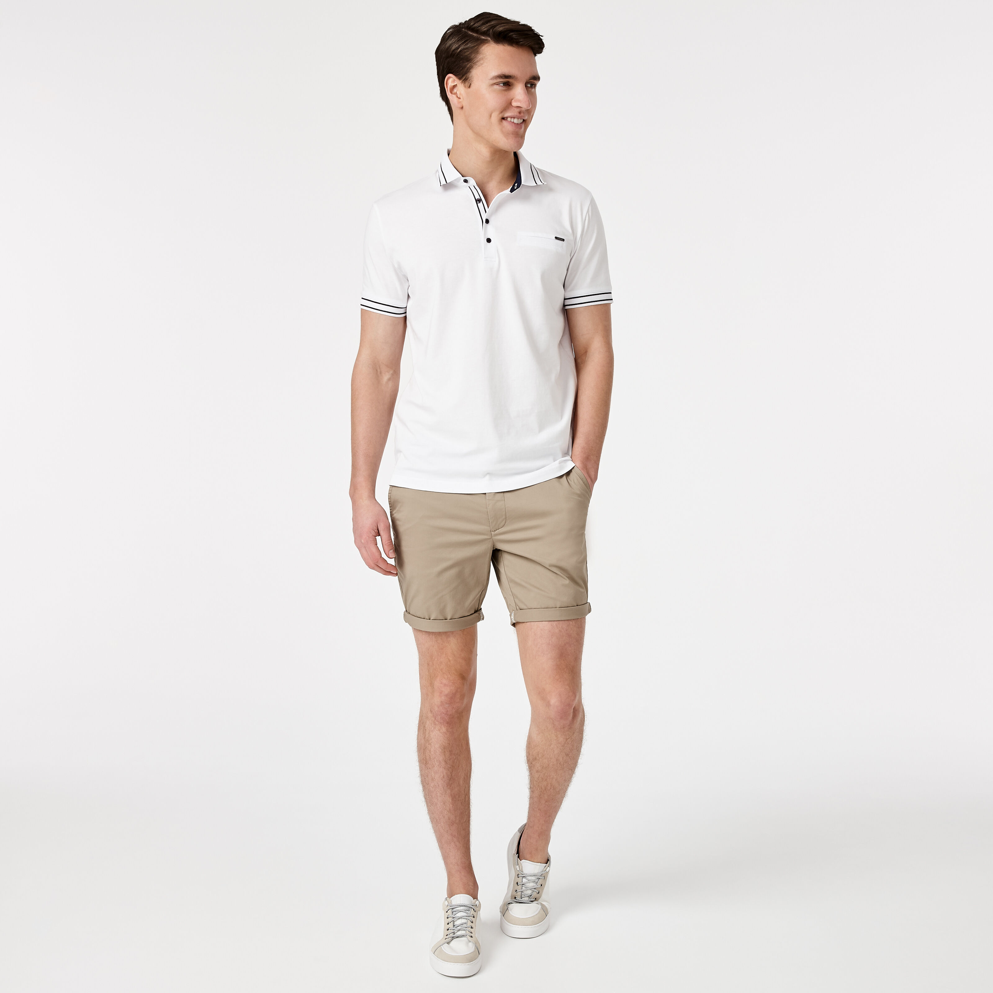 White polo with clearance shorts