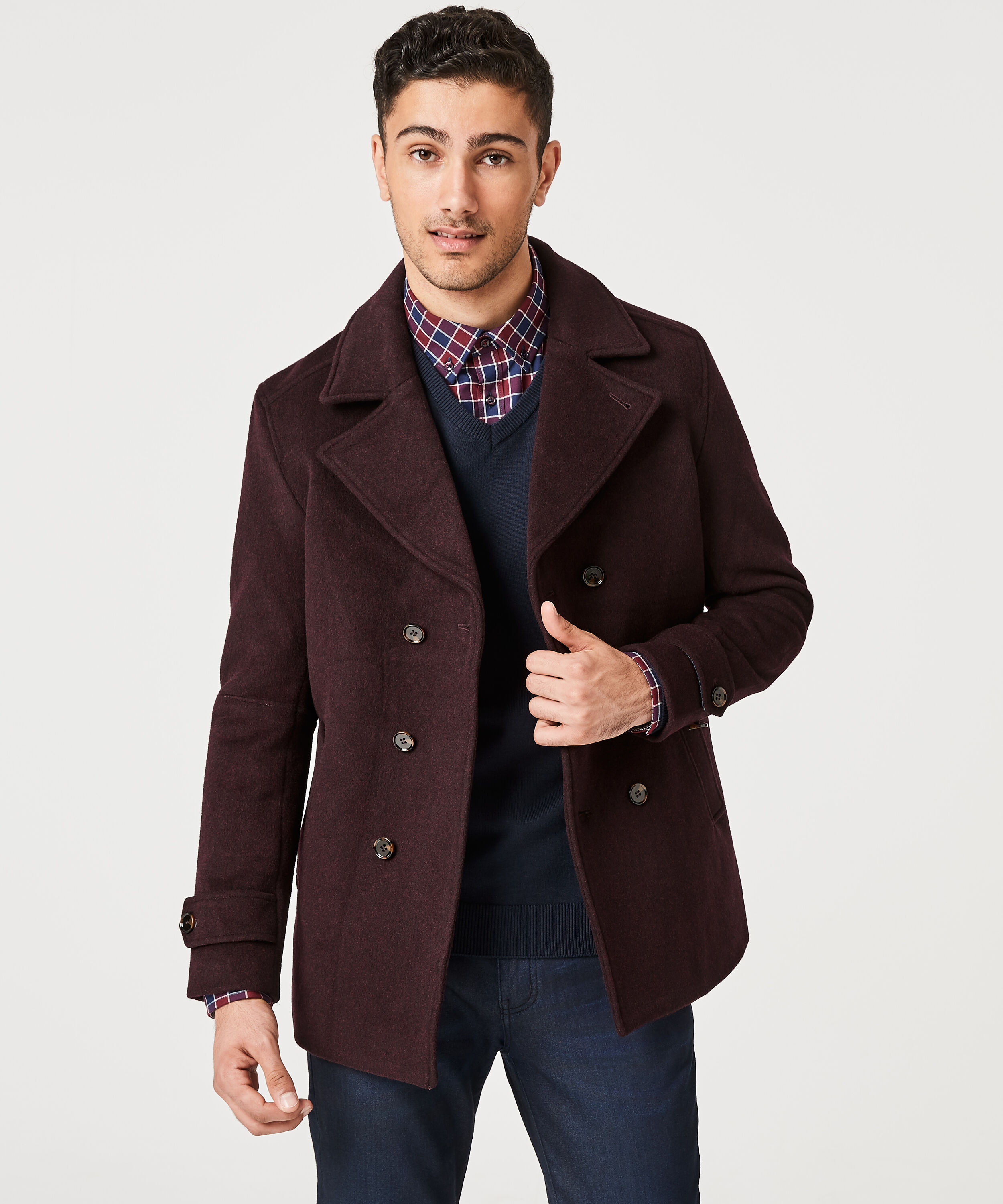 Burgundy Peacoat Mens Aspiring Peacoat