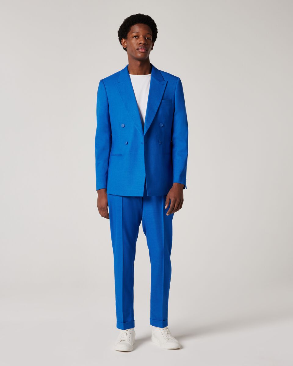 Slim Stretch Double Breasted Tailored Jacket, Cobalt, hi-res