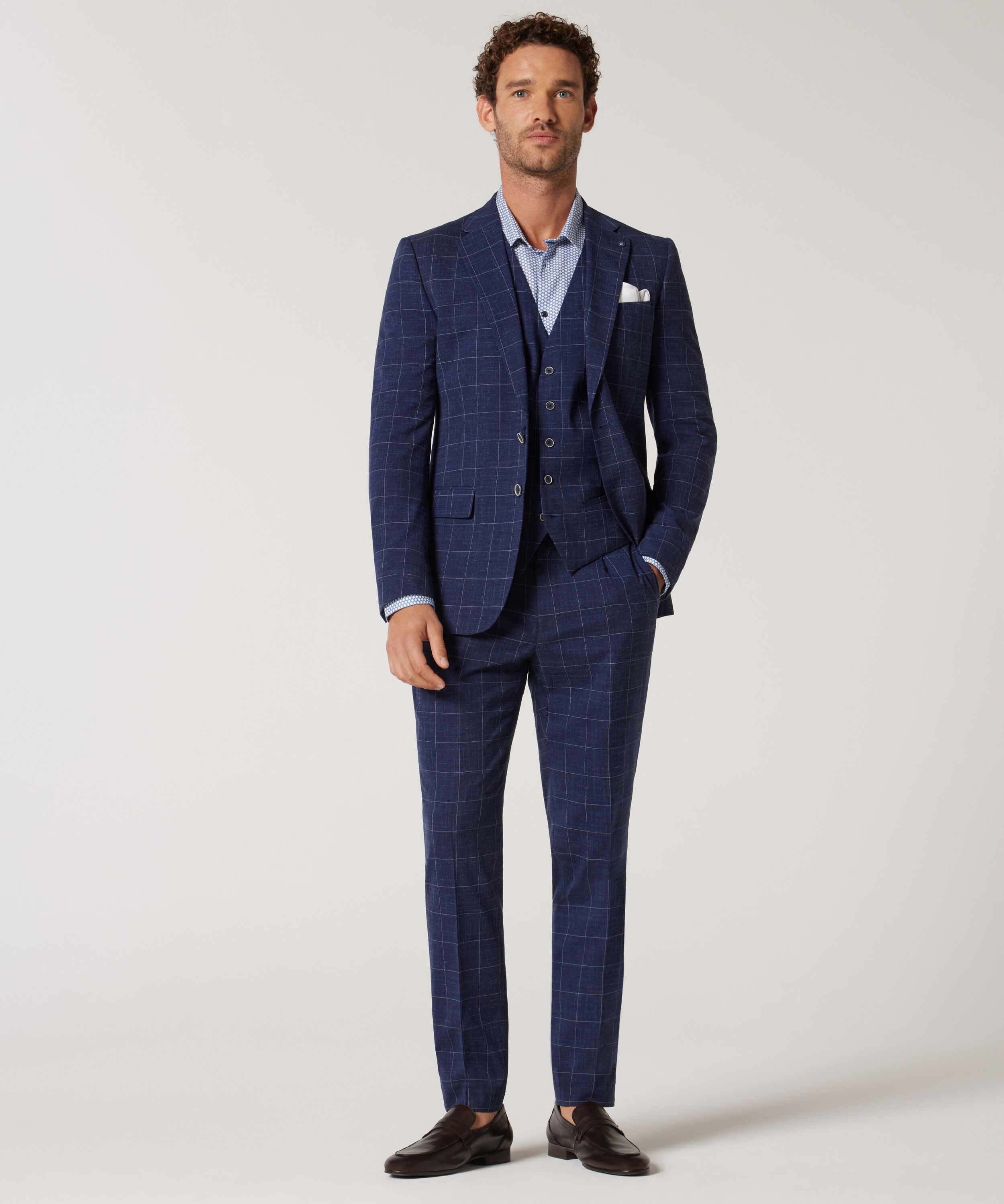 Slim Stretch Windowpane Check Tailored Jacket