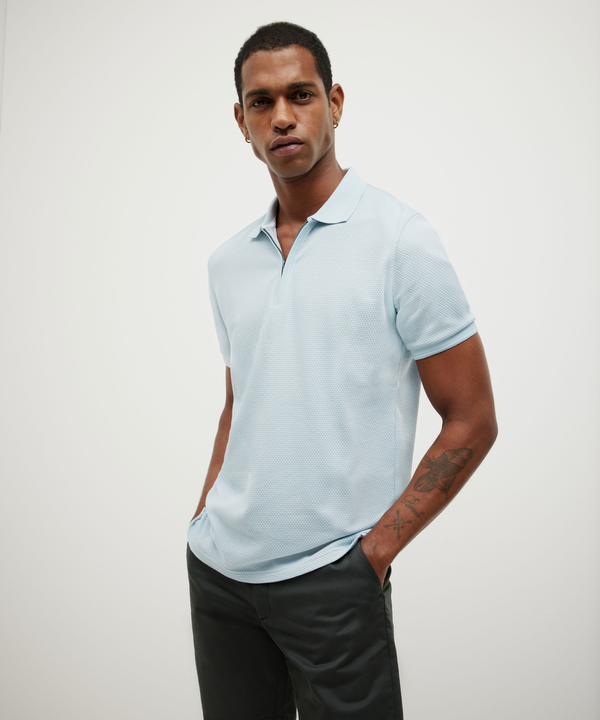 Light Blue Polo Dress Shirt Zip Up Polo Light Blue Zip Up Polo