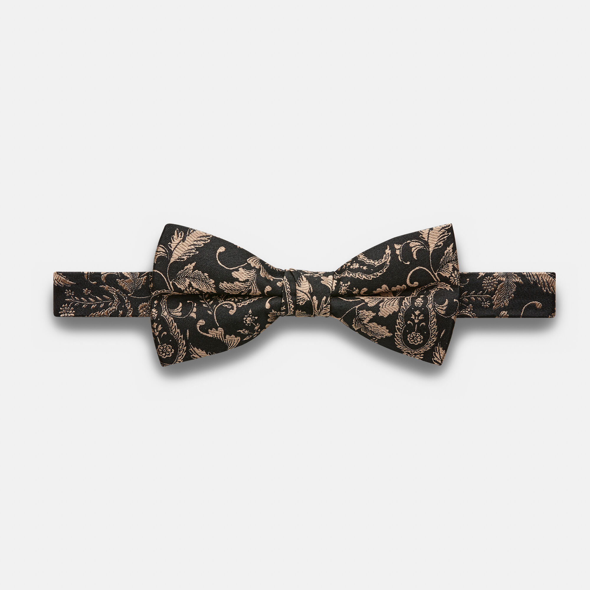 Mosele Blk Gld Paisley Bow Tie Fine Detailed Silk Bow Ties Politix