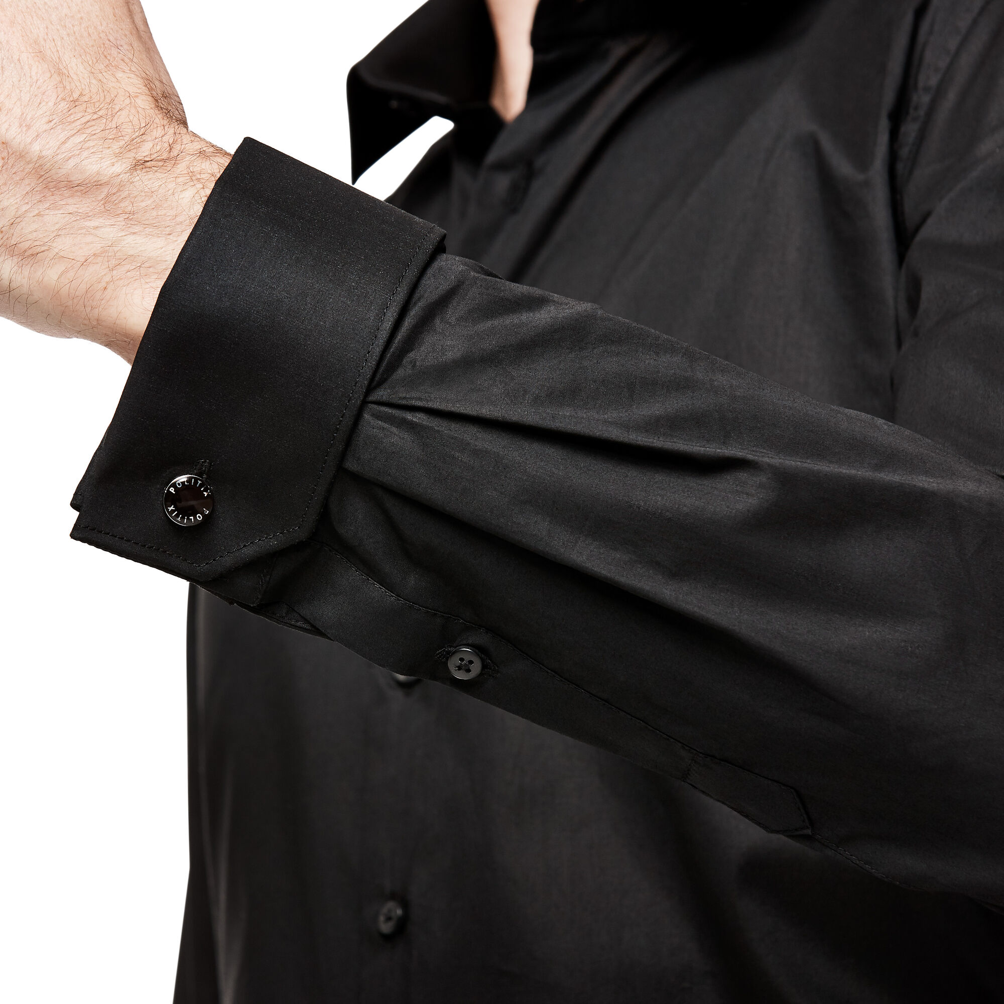 Garreth Black French Cuff Stretch Formal Shirt Shirts Politix