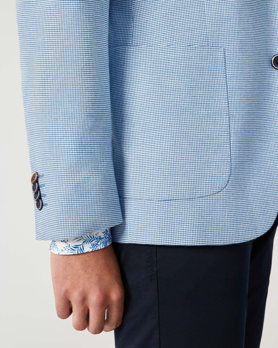 Mens Blue Houndstooth Tailored Blazer