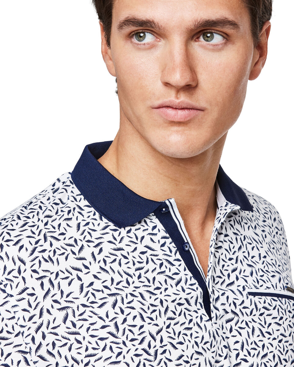 Feather Polo, White/Navy, hi-res