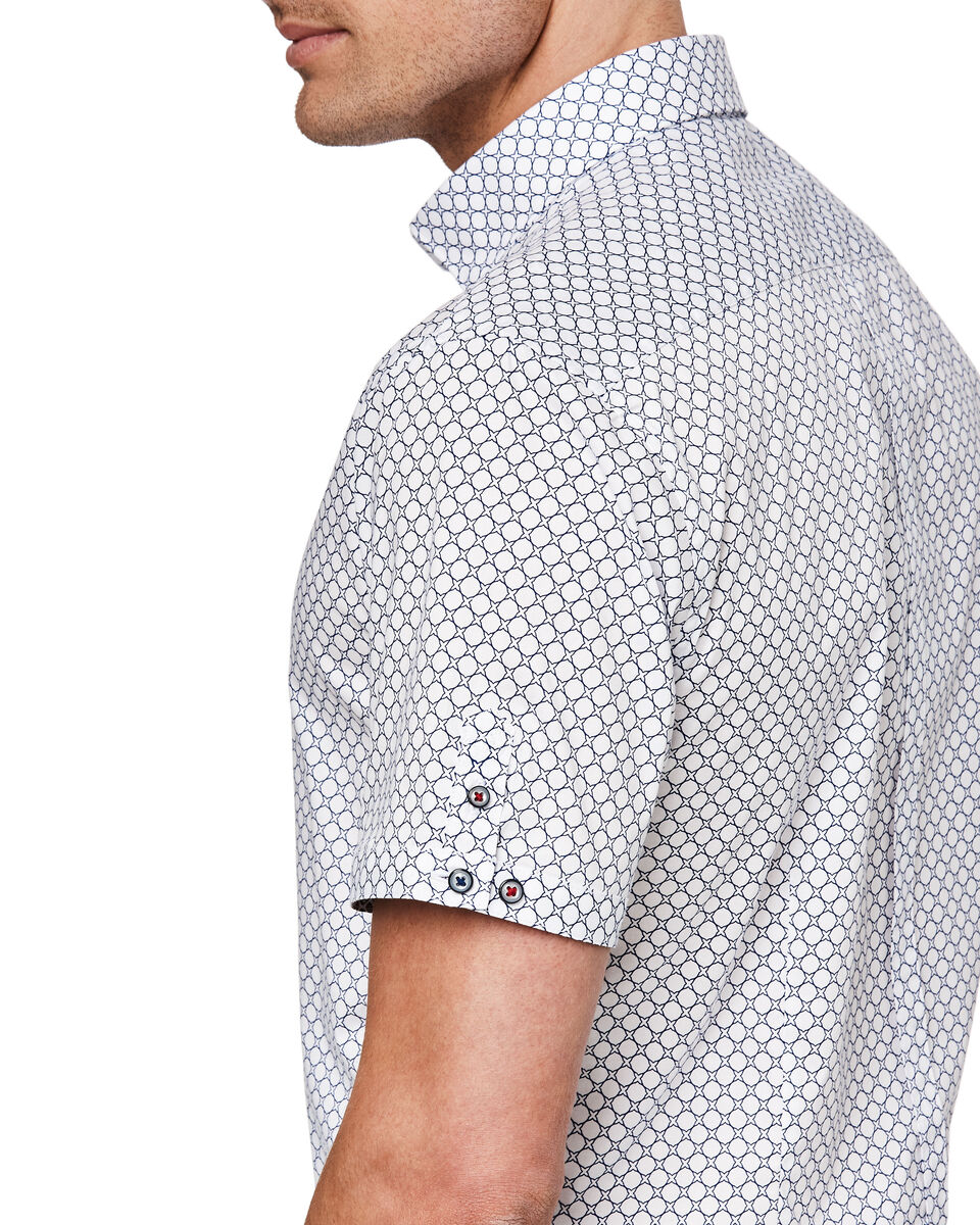 Forni Short Sleeve Shirt, White/Blue, hi-res