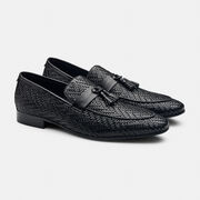 Leather Hand Woven Dress Loafer, Black, hi-res