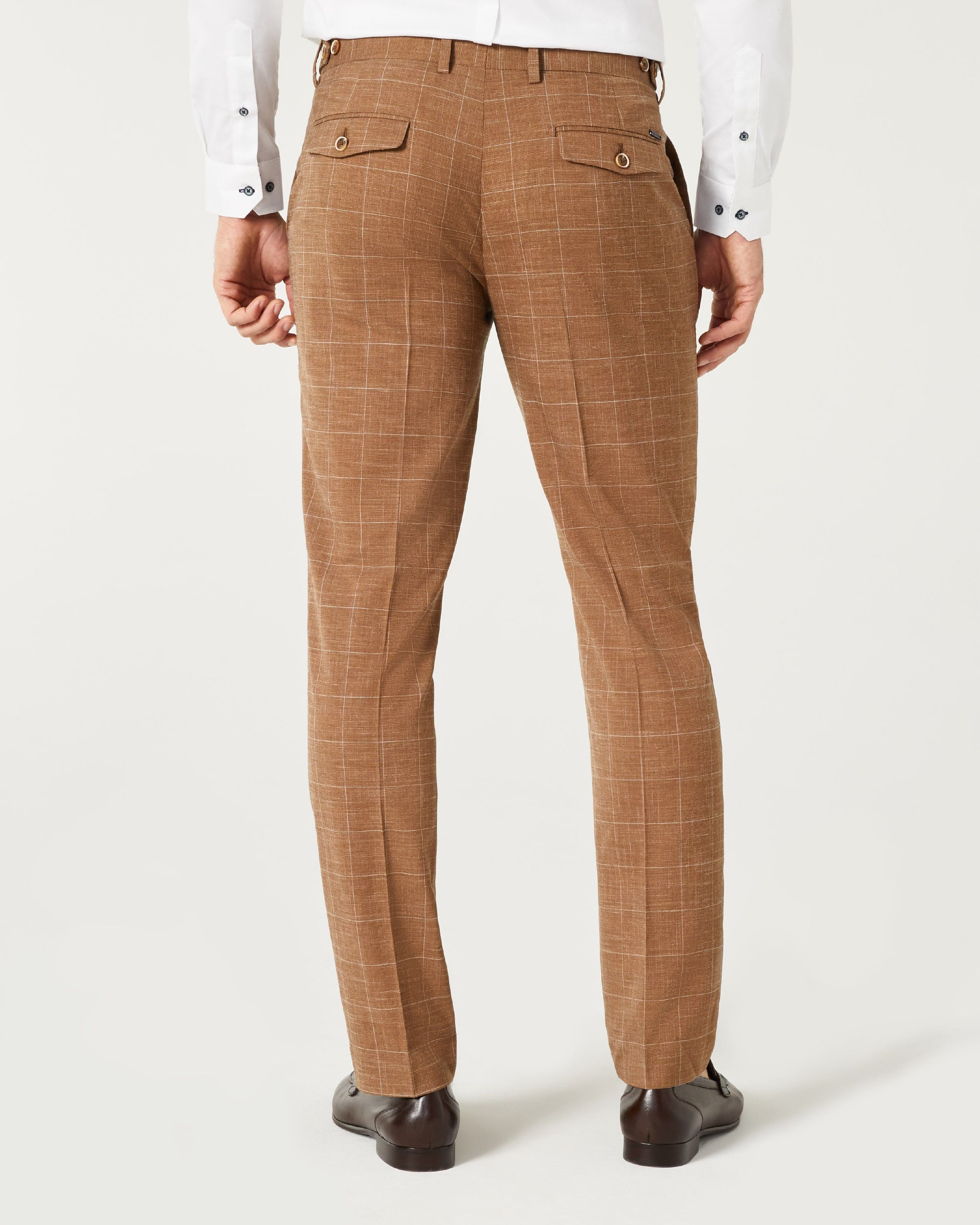 Mens Windowpane Check Tailored Fit Suit Trousers in Grey  Mens  SIRRI