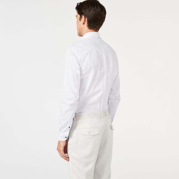 Mens White/Navy Pinstripe Long Sleeve Shirt