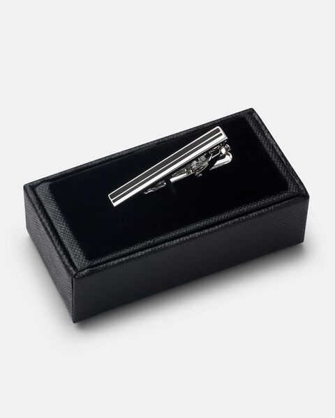 Mens Silver/Black Tie Pin