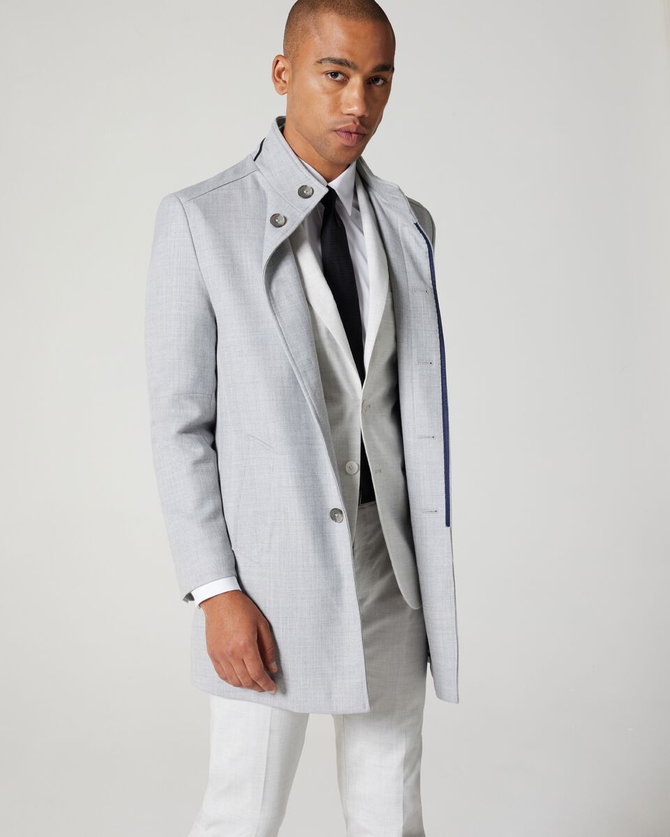 Wool Blend Funnel Neck Commuter Coat 