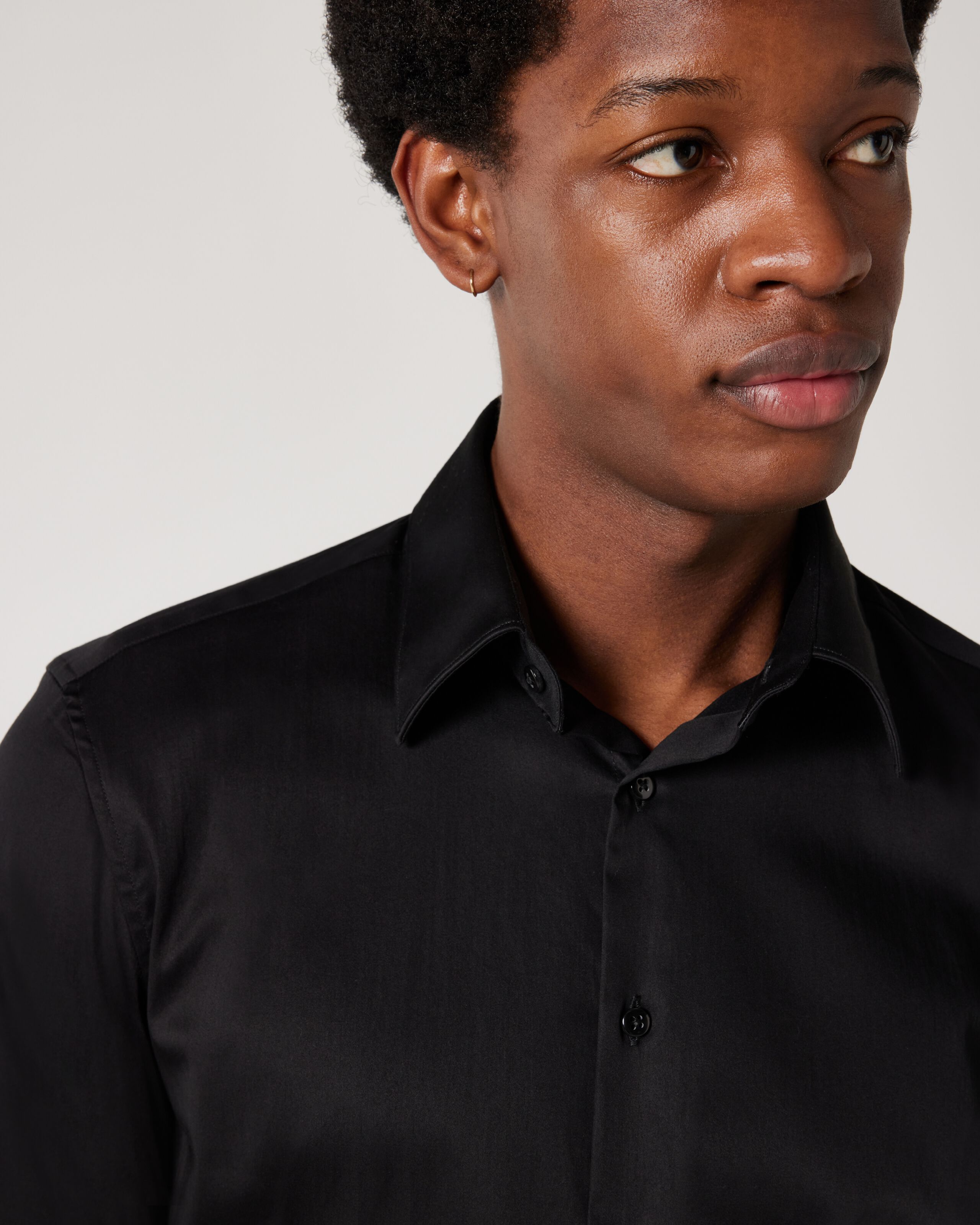 Regular Sateen Long Sleeve Shirt Black Shirts Politix
