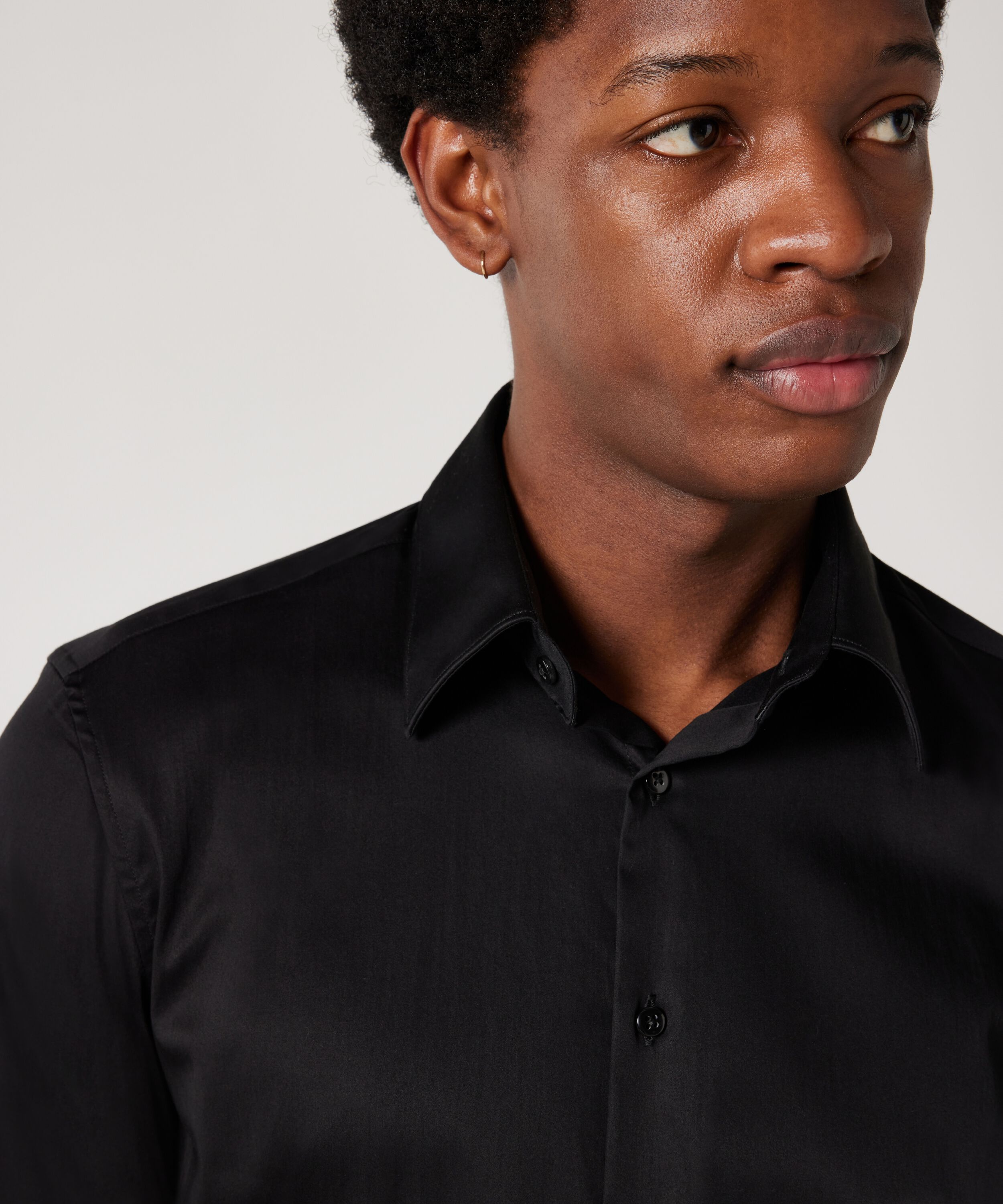 Regular Sateen Long Sleeve Shirt Black Shirts Politix