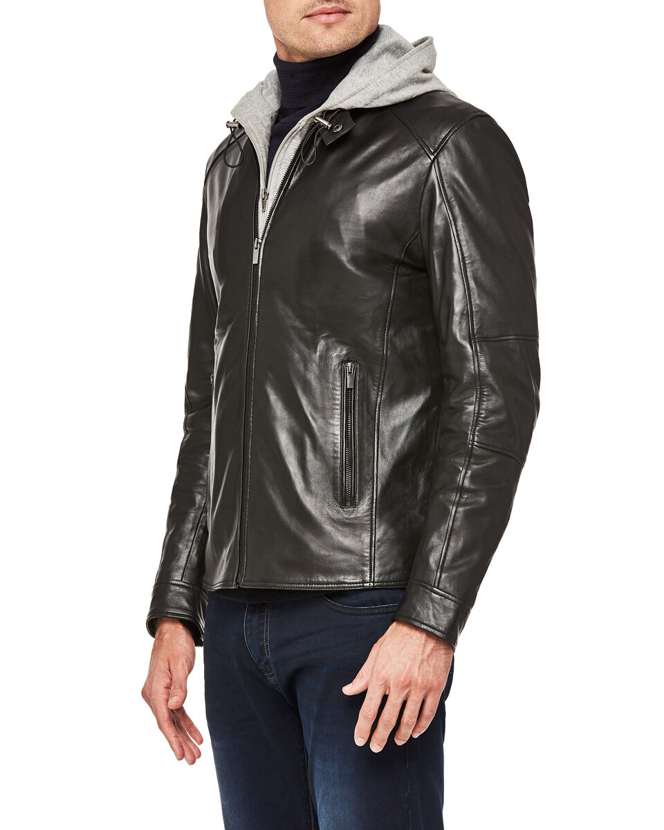 Clarges Leather Jacket, Black, hi-res