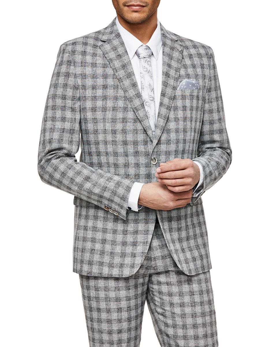 Zanetti Suit, Grey Check, hi-res