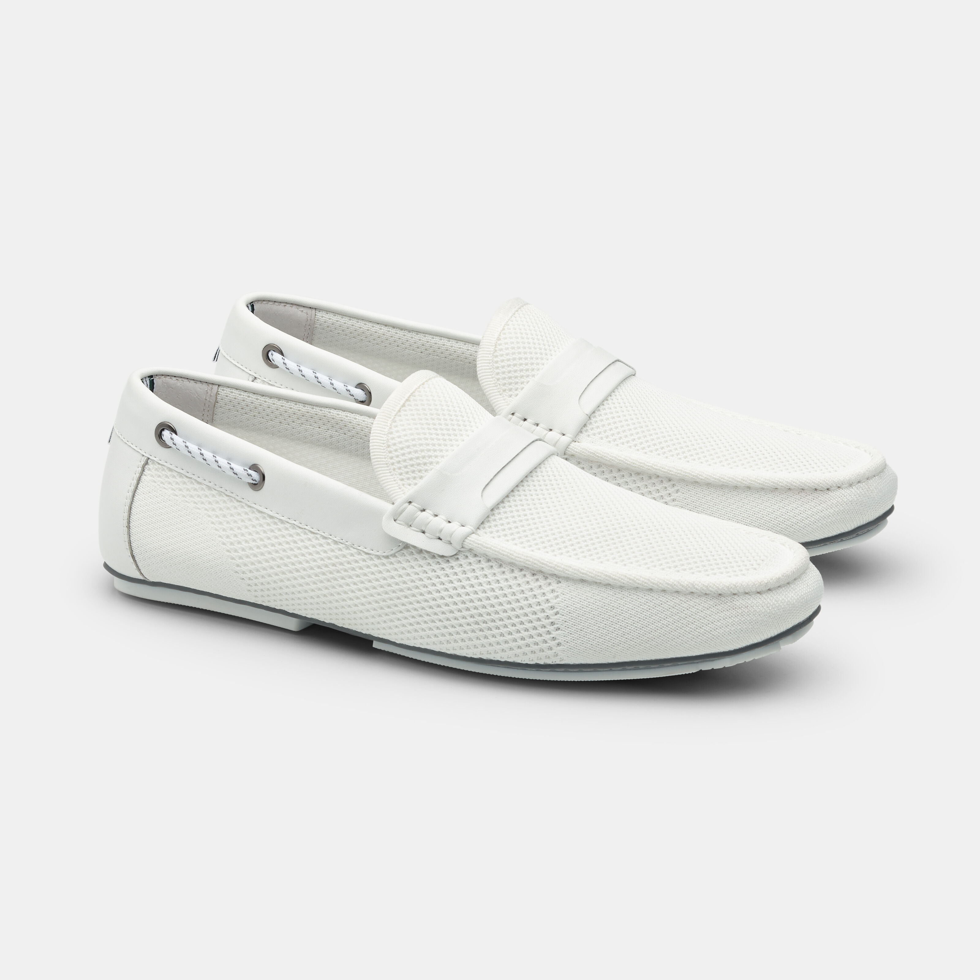 white driving moccasins