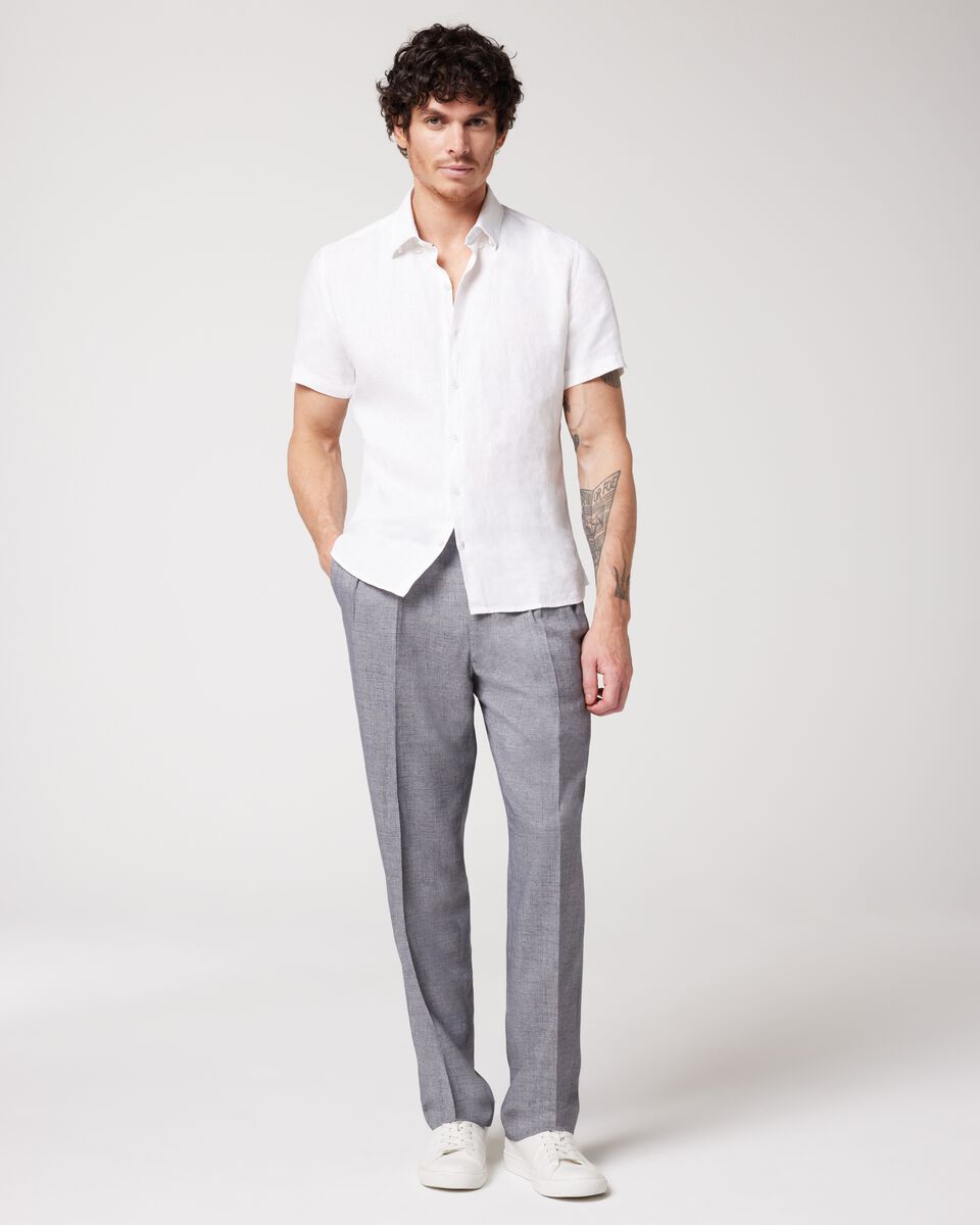 Slim Fit Short Sleeve French Linen Shirt - White | Short Sleeve Shirts ...