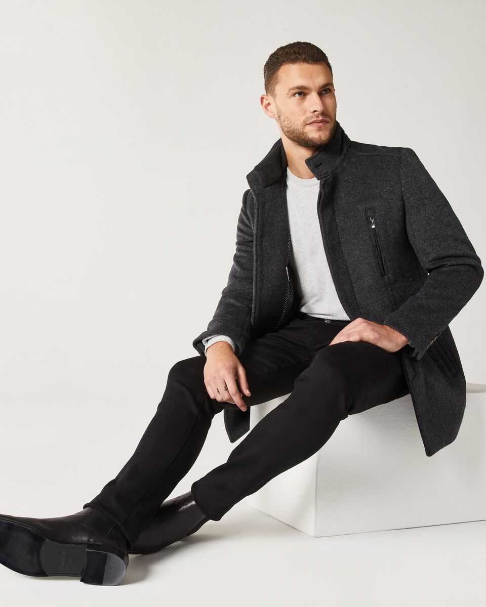 Mens Charcoal Trench Coat