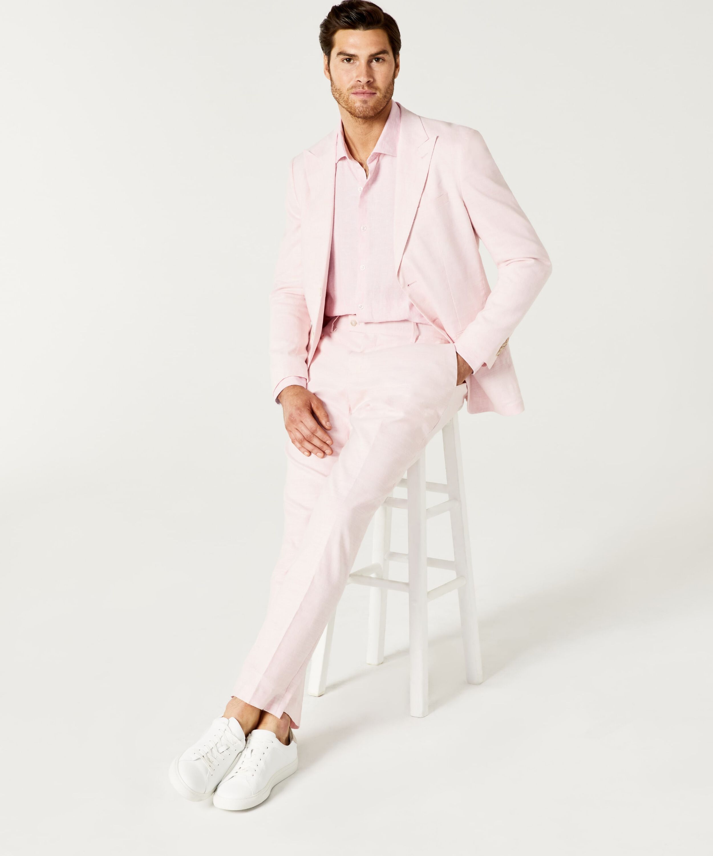 Relaxed Slim Linen Blend Soft Tailored Jacket - Pale Pink - Relaxed Slim  Linen Blend Soft Tailored Jacket | Suit Jackets | Politix