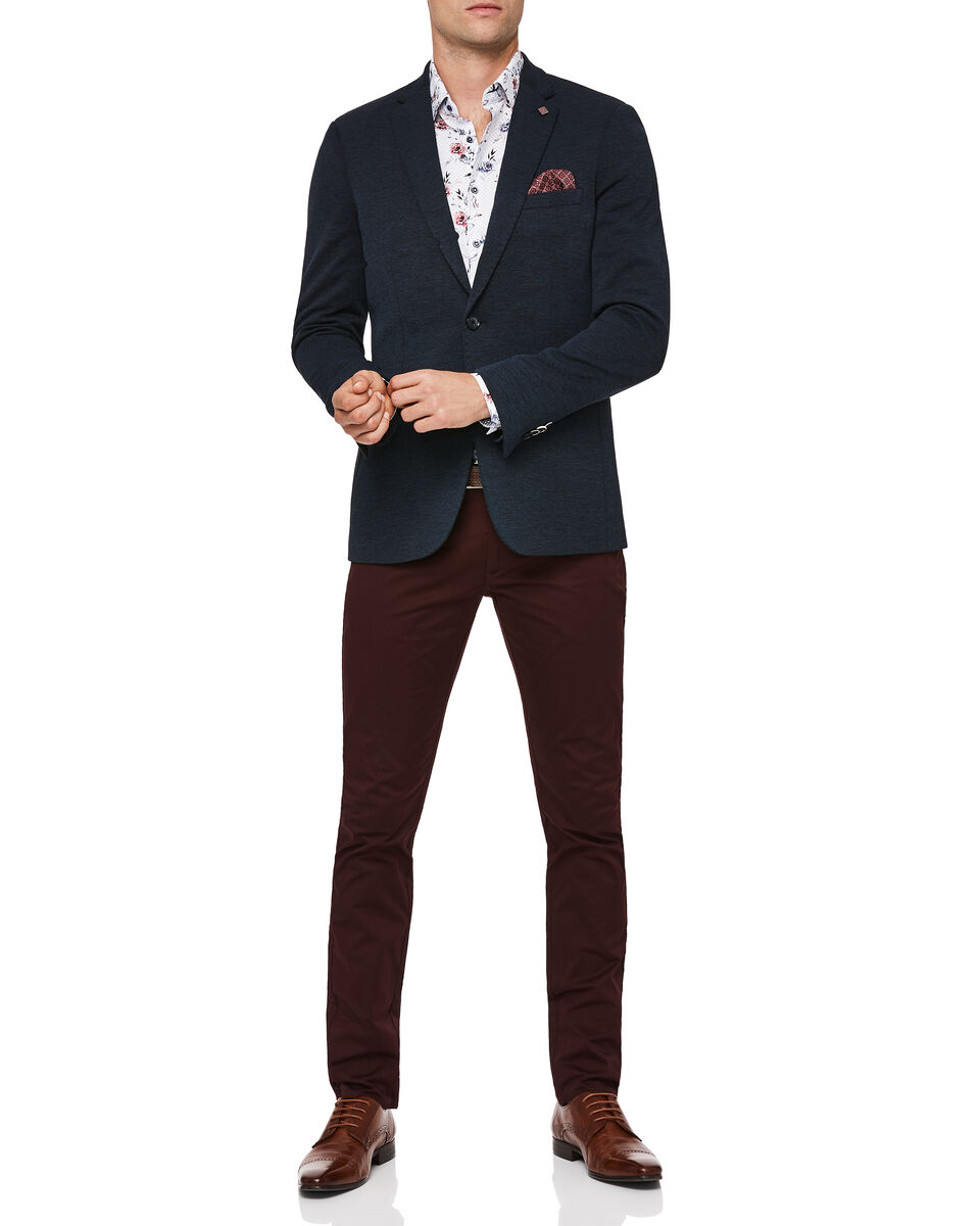 Slim Stretch Cotton Chino, Burgundy, hi-res