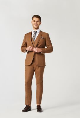 Mens Toffee Tailored Suit Pant