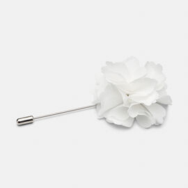 Niki Flower Lapel Pin, White, hi-res