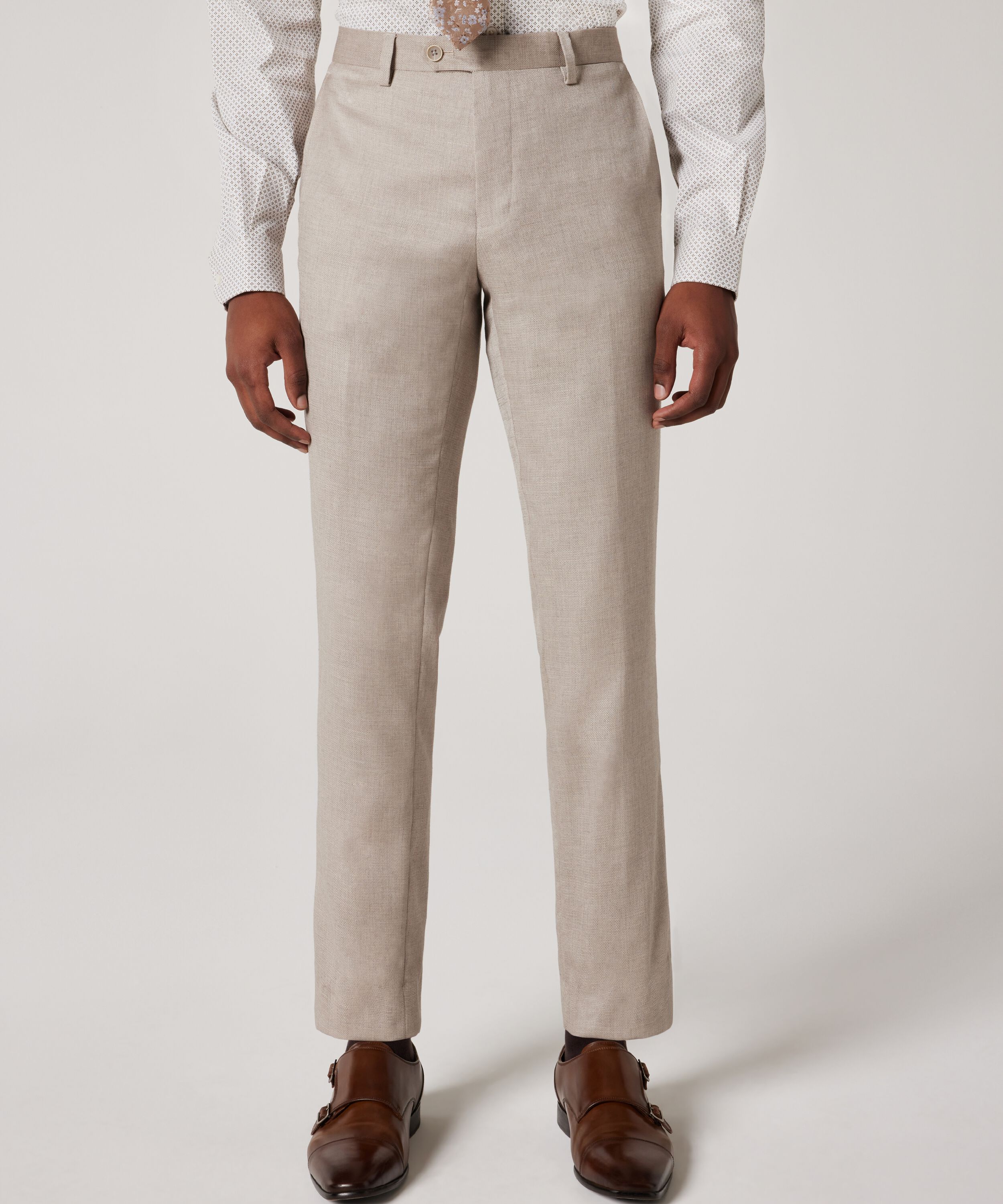Slim Stretch Textured Tailored Pant - Almond | Suit Pants | Politix