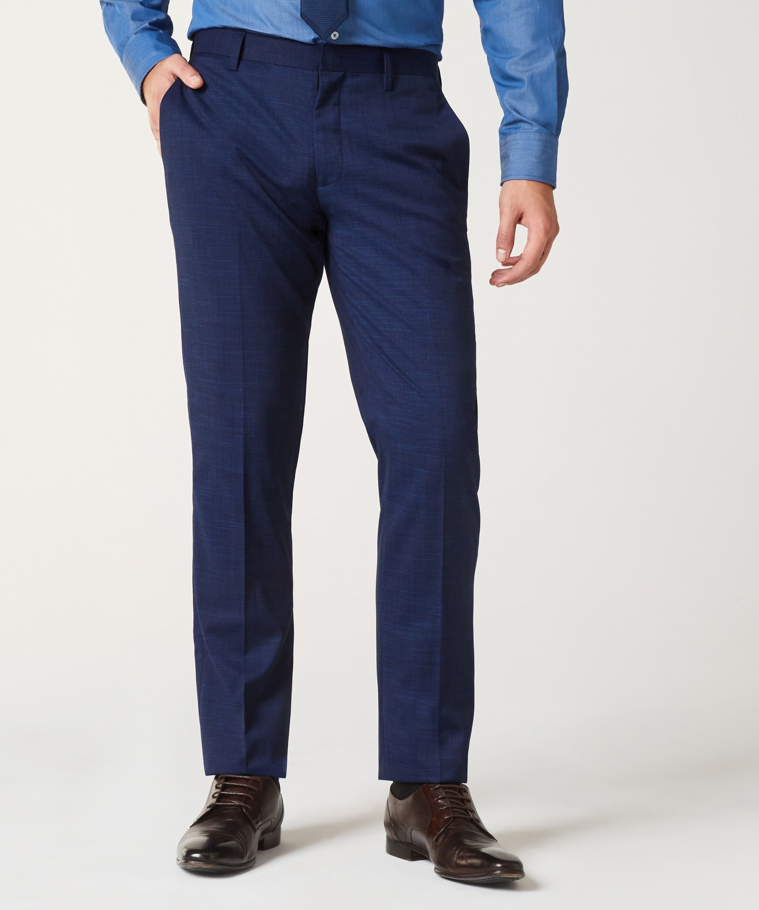 Regular Stretch Marle Tailored Pant - Dark Blue, Suit Pants
