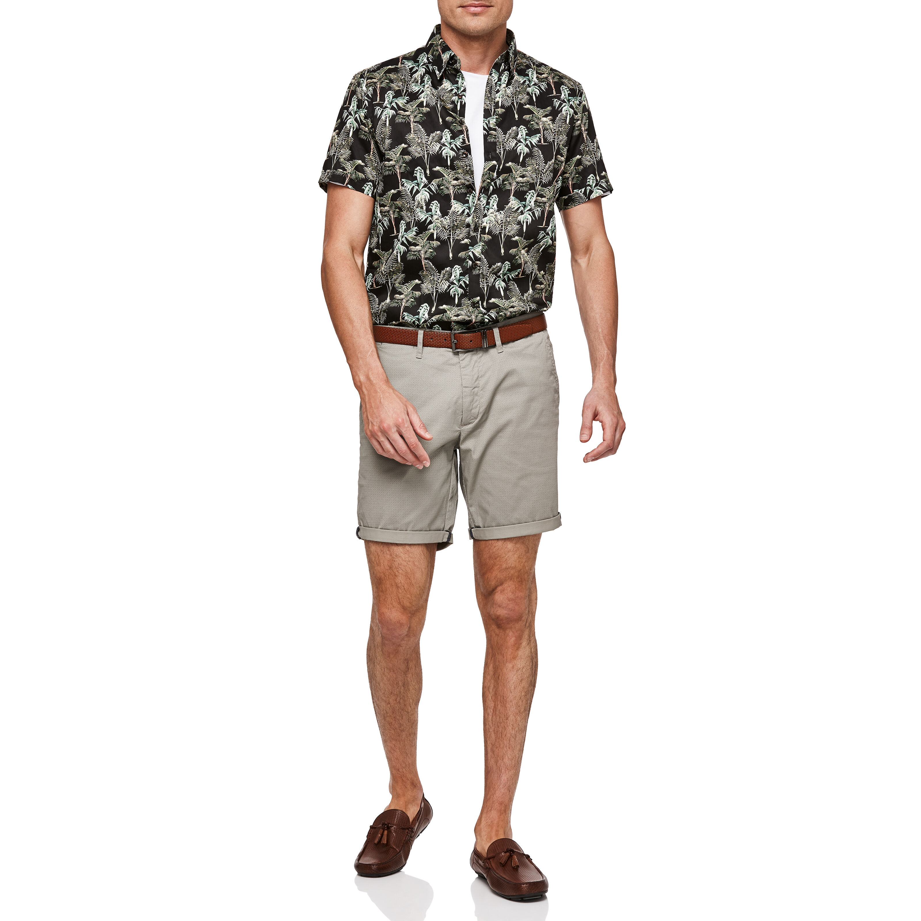 green shorts black shirt