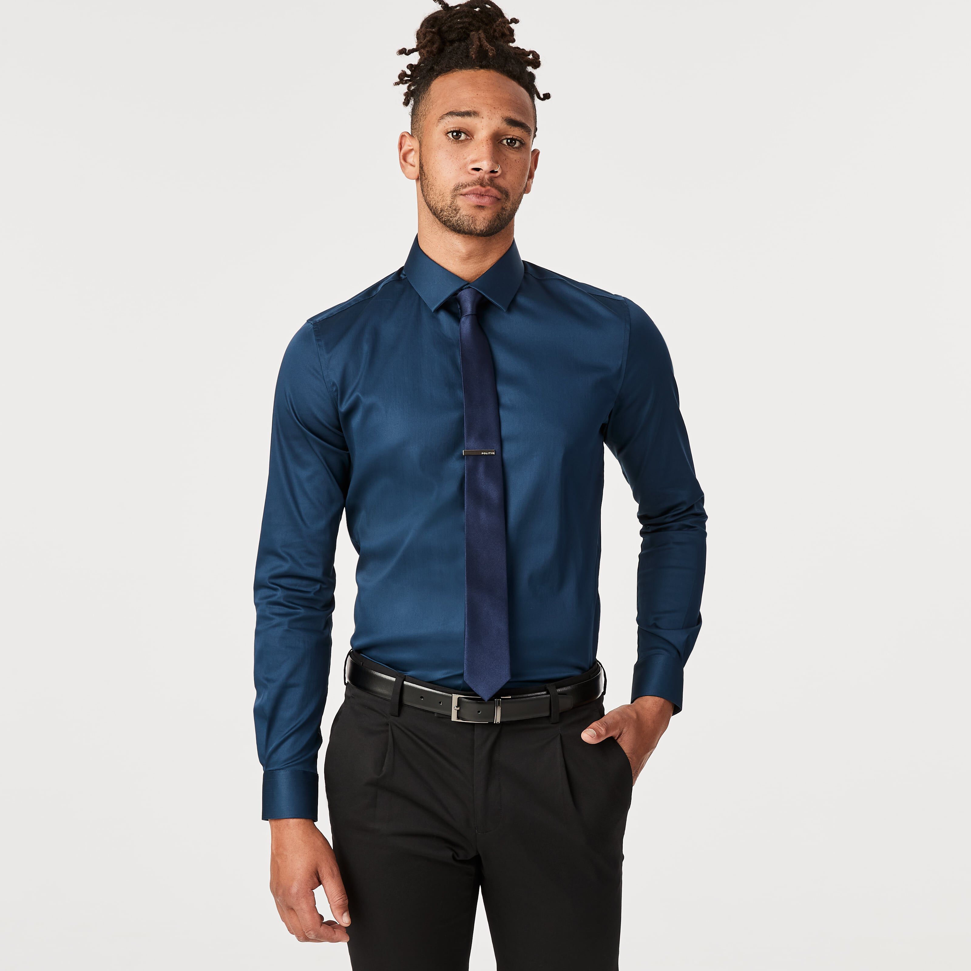 Black and blue dress 2025 shirt