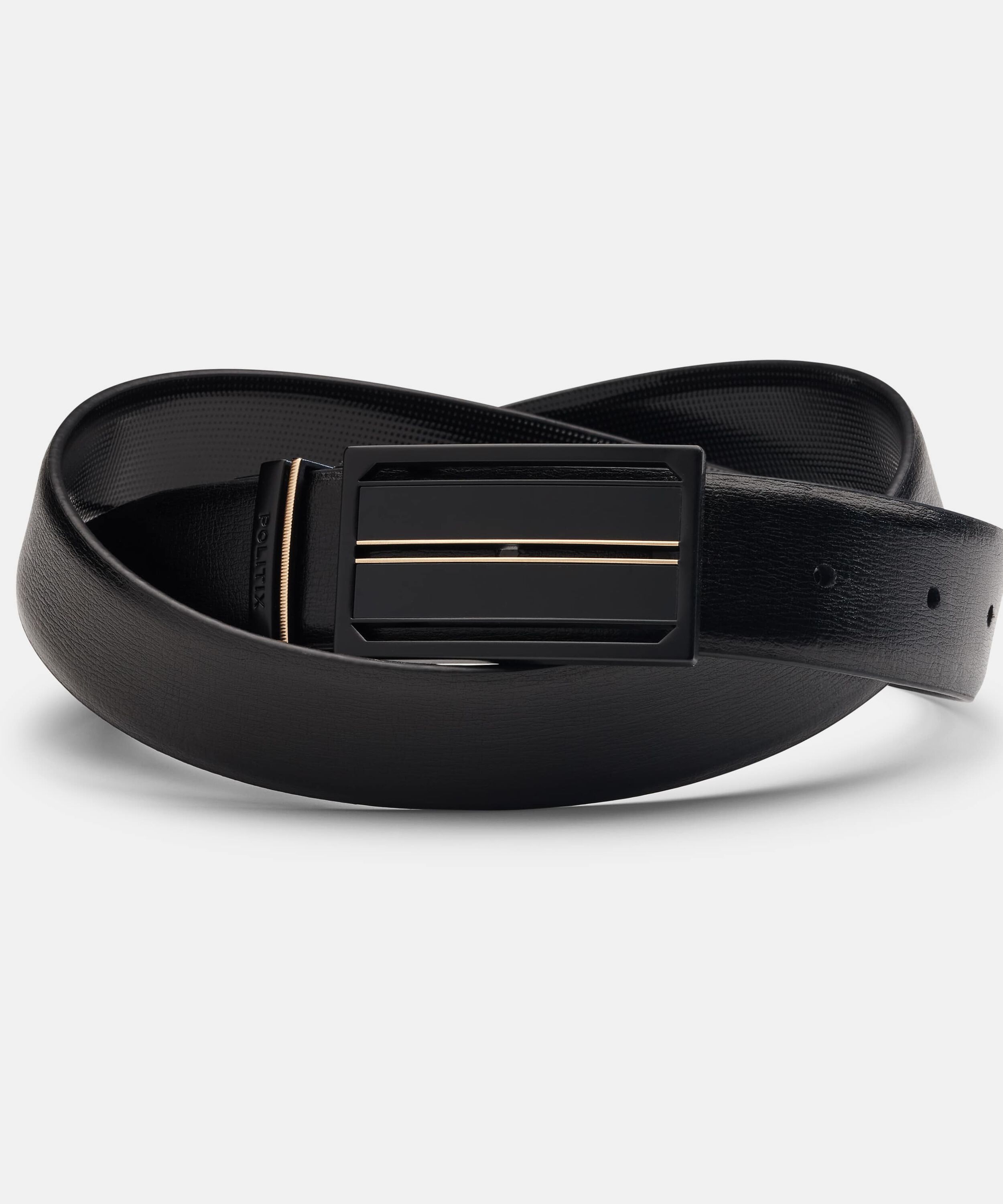 Patent Leather Dress Belt with Sheild Buckle - Black/Black, Belts