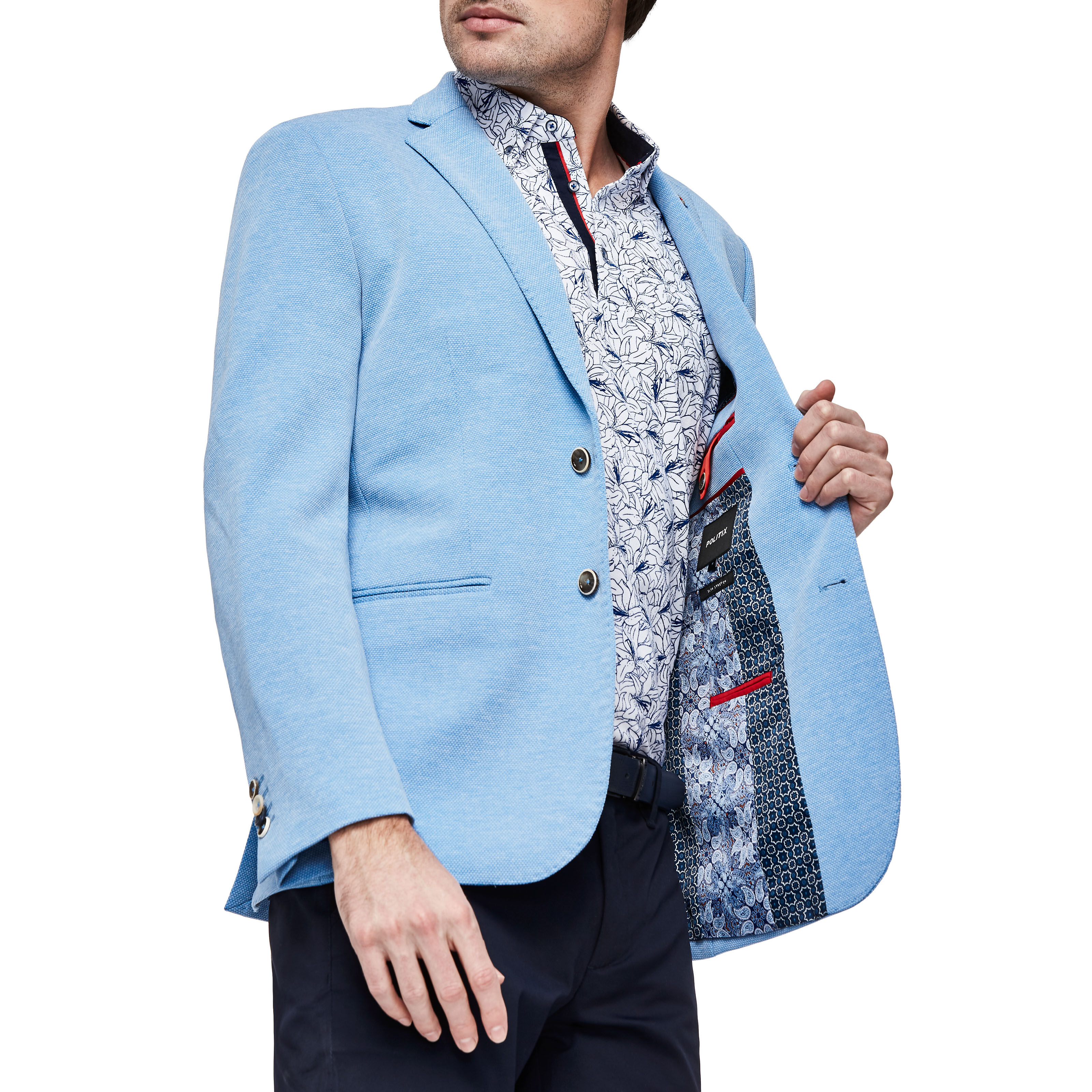 Lewisham Light Blue Extra Stretch Knit Blazer Blazers Politix