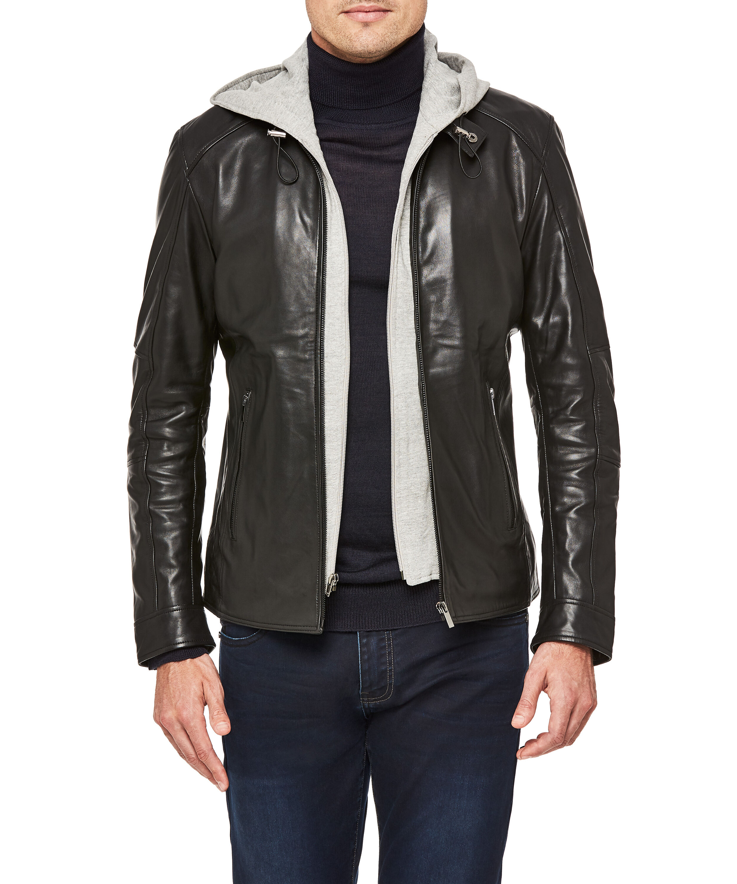 Descubrir 88+ imagen calvin klein leather jacket with hood ...